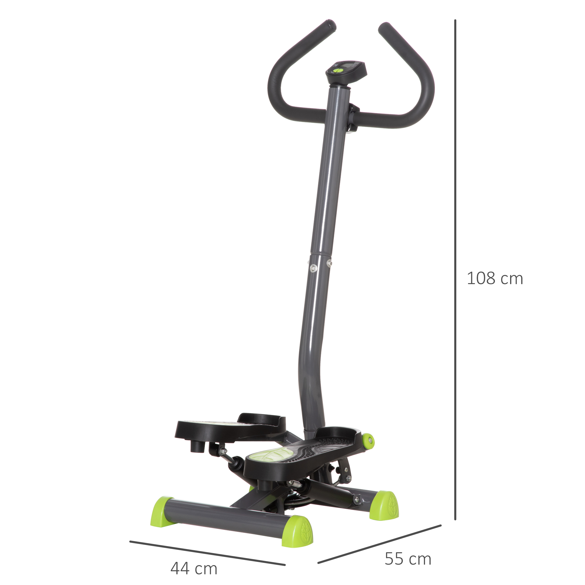 Stepper mit LCD-Monitor 55 x 44 x 108cm Stahl Grau+Grün+Schwarz