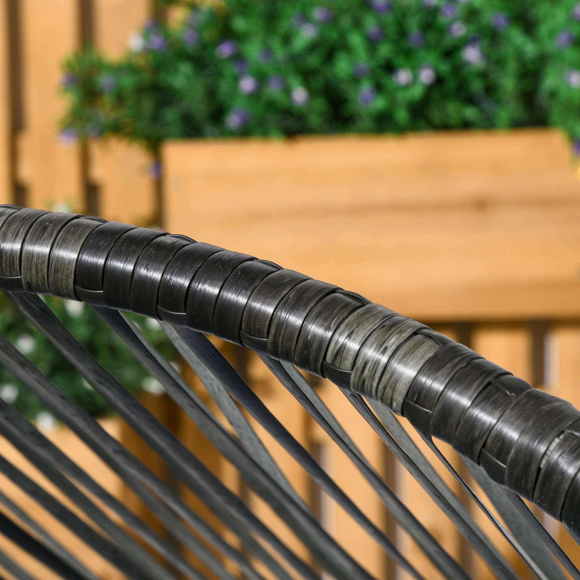 Rattansessel Outdoor-Sessel Gartensessel, PE-Rattan, 89 cm x 75 cm x 143 cm, Grau+Schwarz