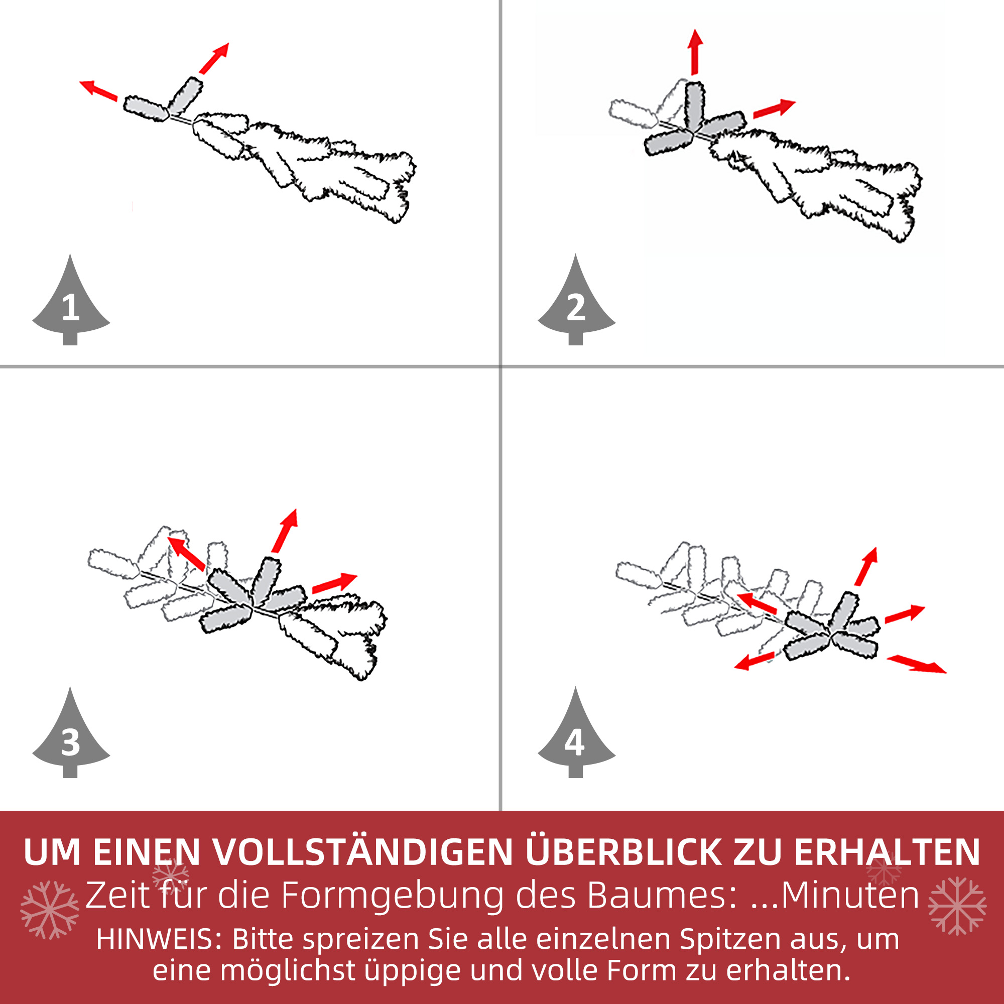 Künstlicher Weihnachtsbaum, Schnee-Effekt, flammenhemmend, Scharnierkonstruktion, Grün/Weiß