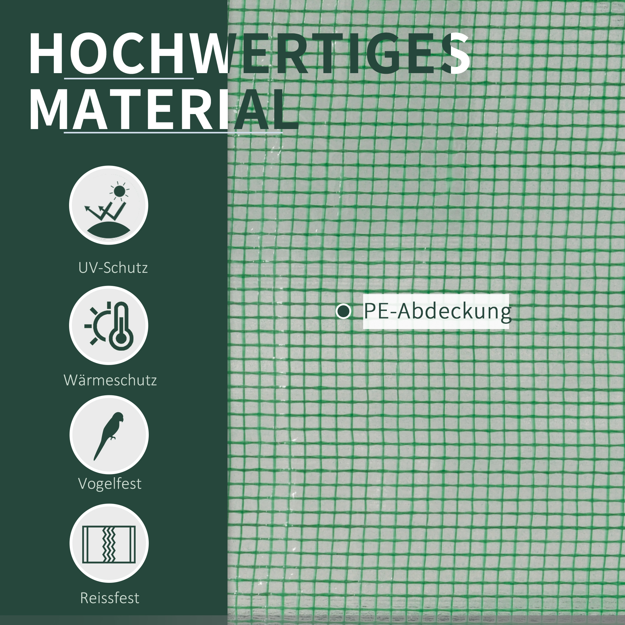Gewächshaus, Treibhaus mit Tür, Frühbeet, Pflanzenhaus, Pflanzenaufzucht, Stahl, Kunststoff, 200 x 100 x 80 cm, Grün