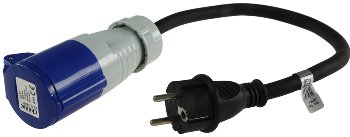 CEE auf Schutzkontakt-Stecker 0,35m, 230V, Adapter für Wohnwagen, Camping