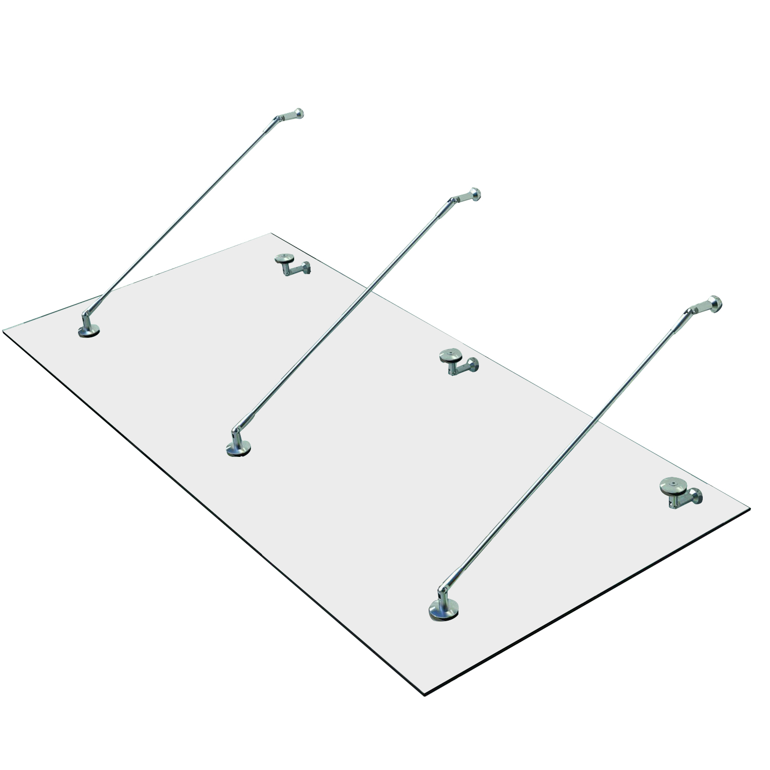 Vordach Glasvordach Türvordach gehärtetes Glas(ESG) Edelstahl Klarglas (200x90cm) (L)