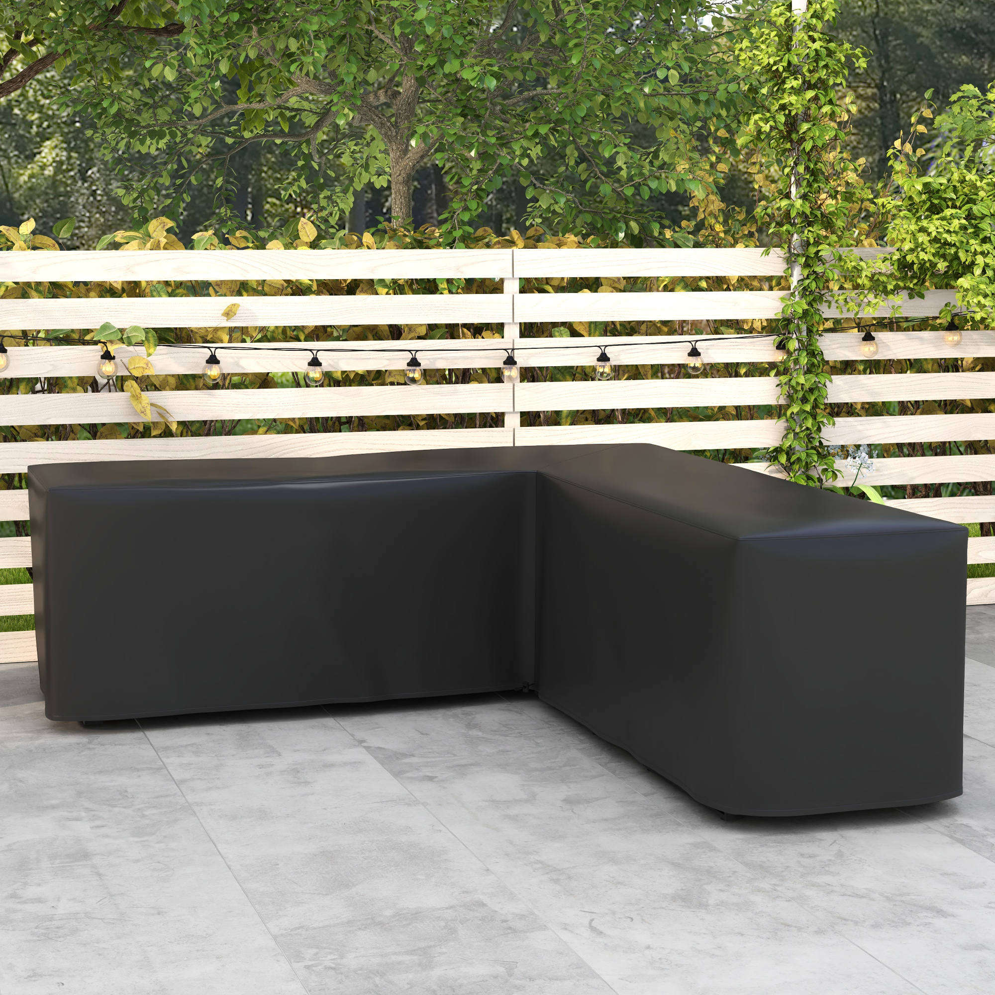 Schutzhülle für Gartenmöbel L-förmige Wasserdicht Abdeckung für Ecksofa, Anti-UV 250 x 250 x 79 cm Schwarz