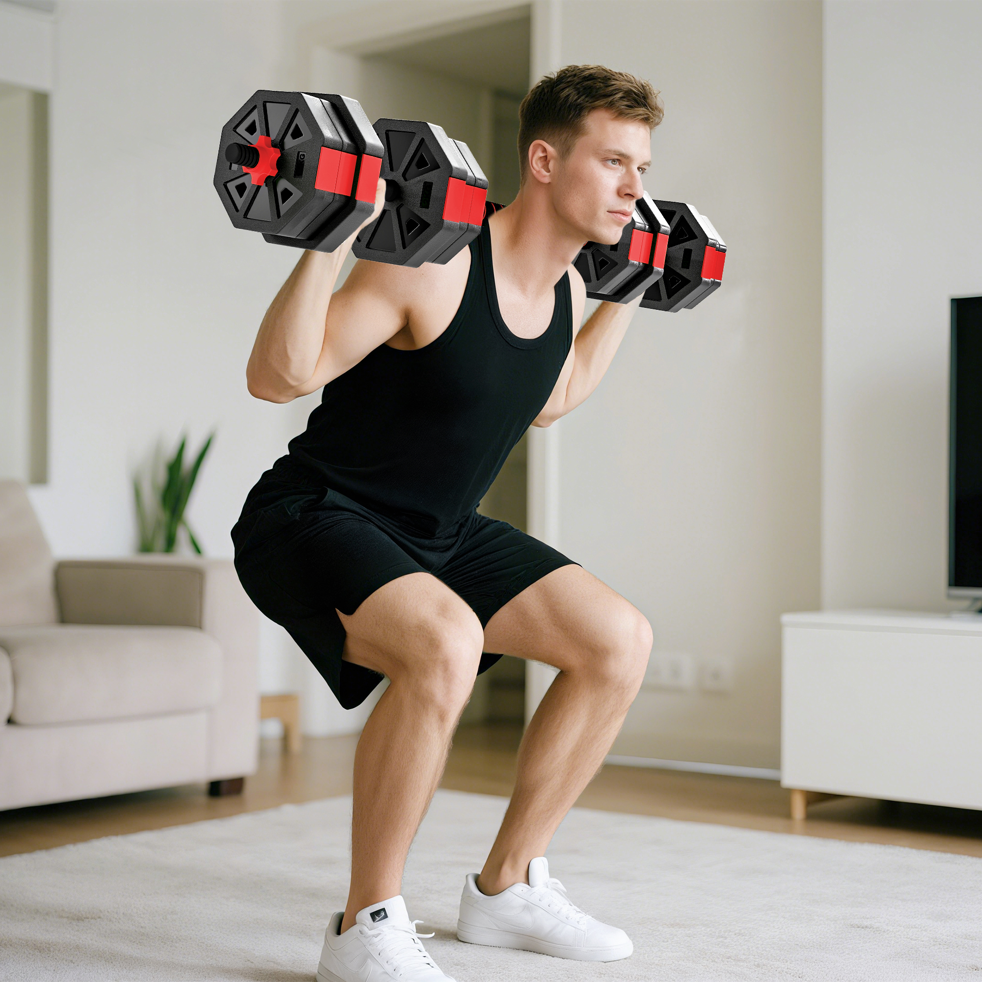 6-in-1 Hantelset Kurzhantel Set Kurzhanteln Langhanteln verstellbar 20 KG für Krafttraining Zuhause