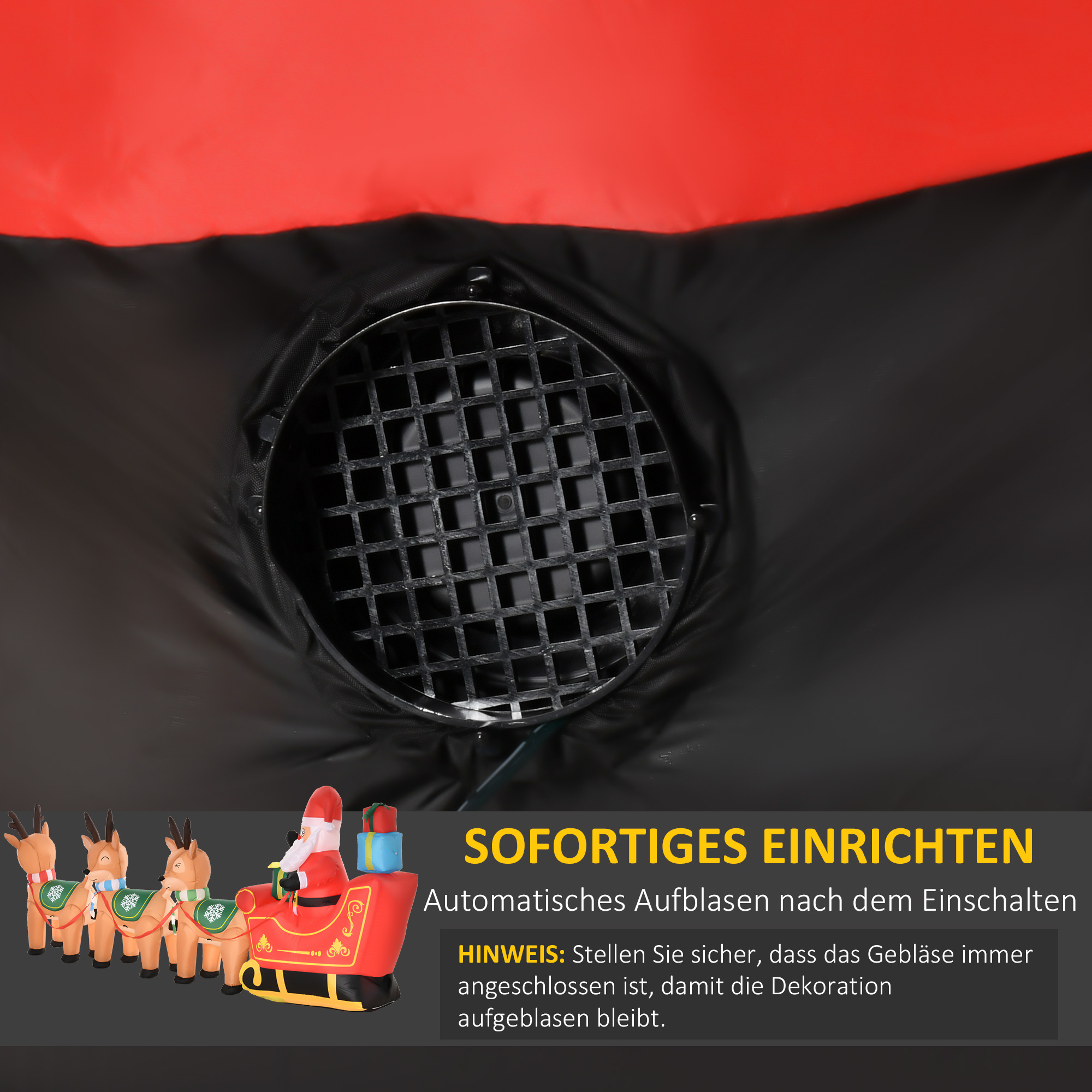 Aufblasbarer Weihnachtsmann Rentiere Outdoor-Weihnachtsdekoration, inkl. Gebläse, 140 m, Rot + Braun