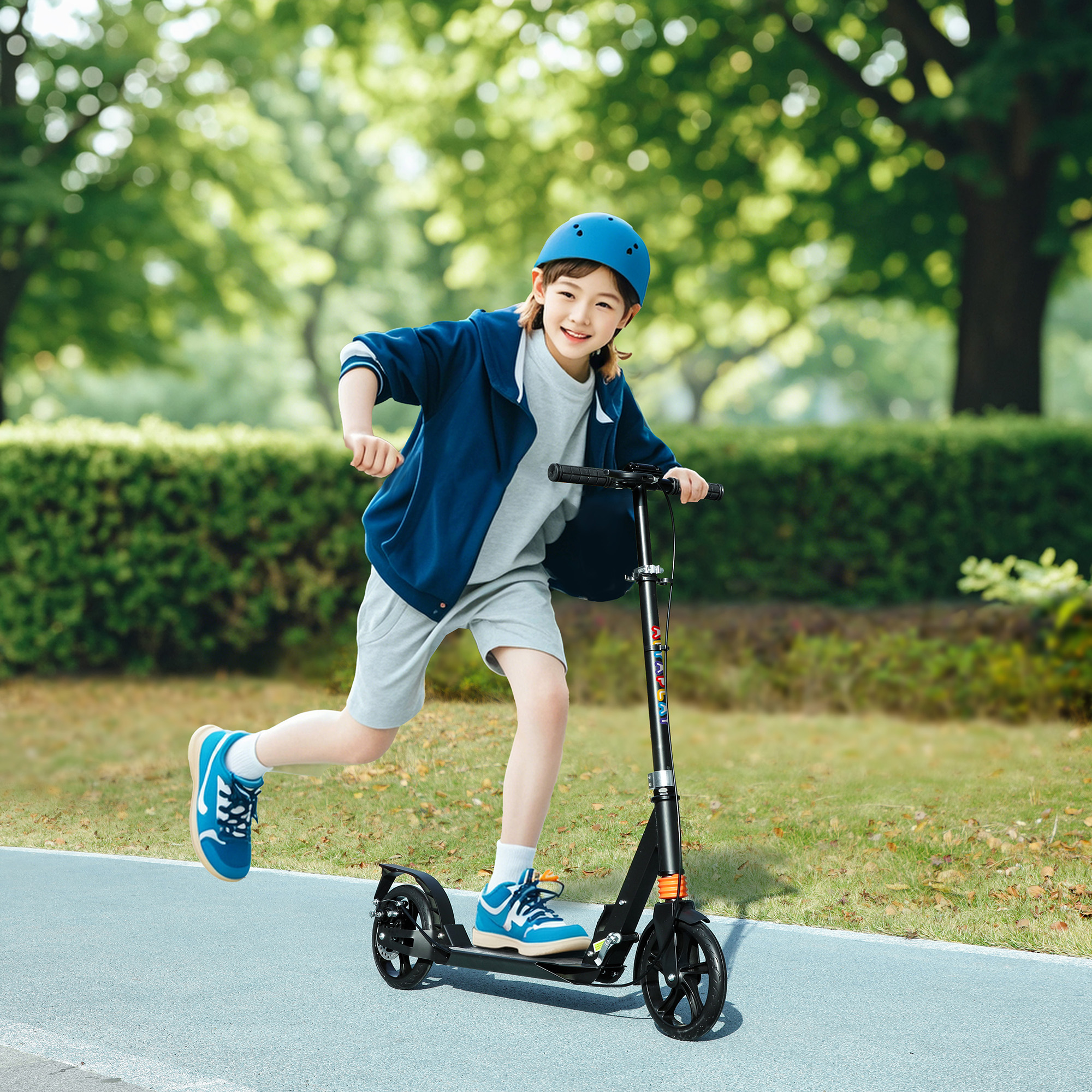 Roller Kinder Scooter mit verstellbaren Griffen klappbarer Kinderroller für Kinder 6-12 Jahre 94 x 36 x 88-103cm Schwarz