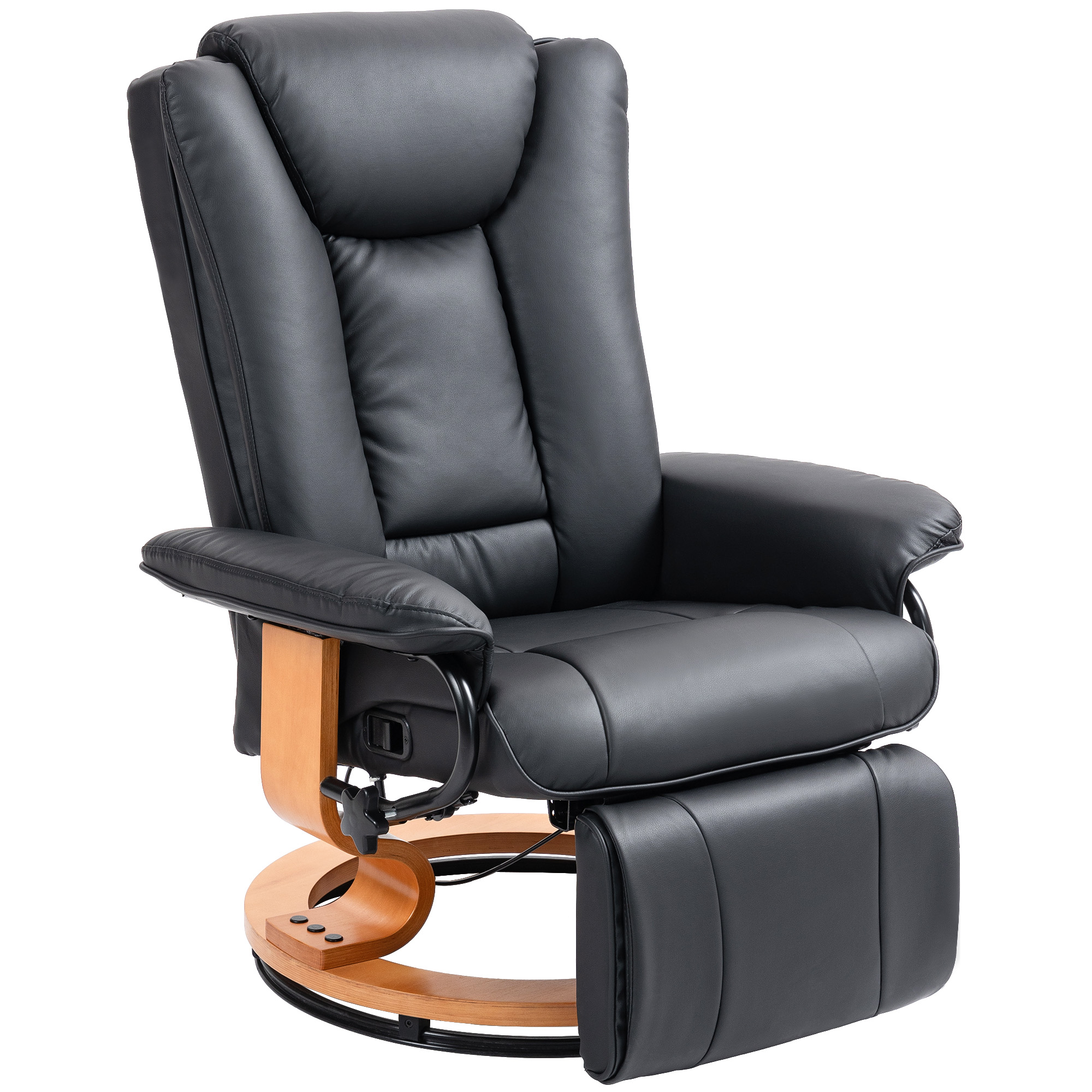 Relaxsessel mit Liegefunktion, drehbar, bis 150 kg, Kunstlederbezug, Stahlrahmen, Schwarz