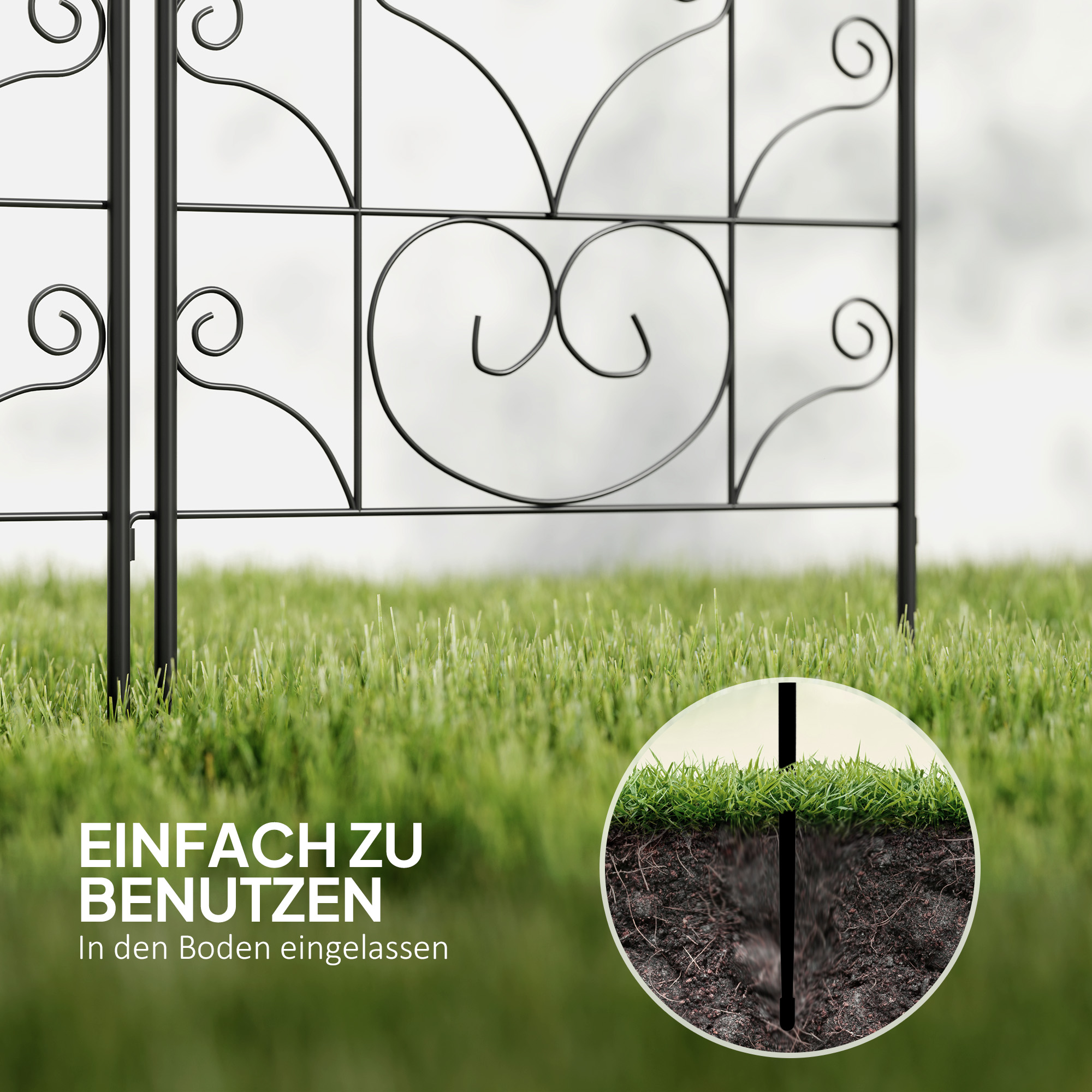 Rankgitter Metall 2er Set zum Stecken rostfrei Rankhilfe mit Vogeldesign für Kletterpflanzen 50x120 cm Schwarz