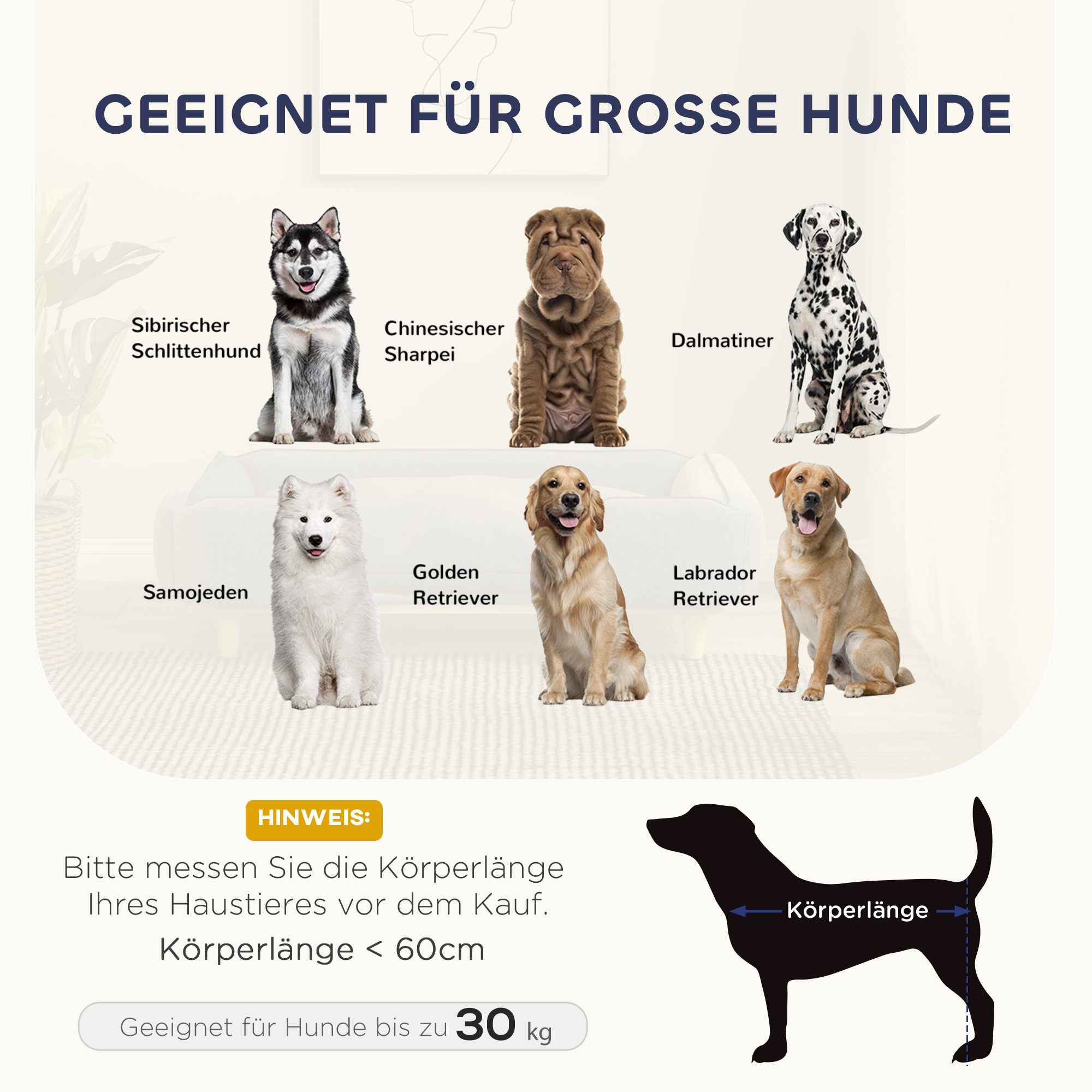 Hundesofa, Haustiersofa, Haustierbett, abnehmbares u. waschbares Polster, Natur+ Dunkelgrau