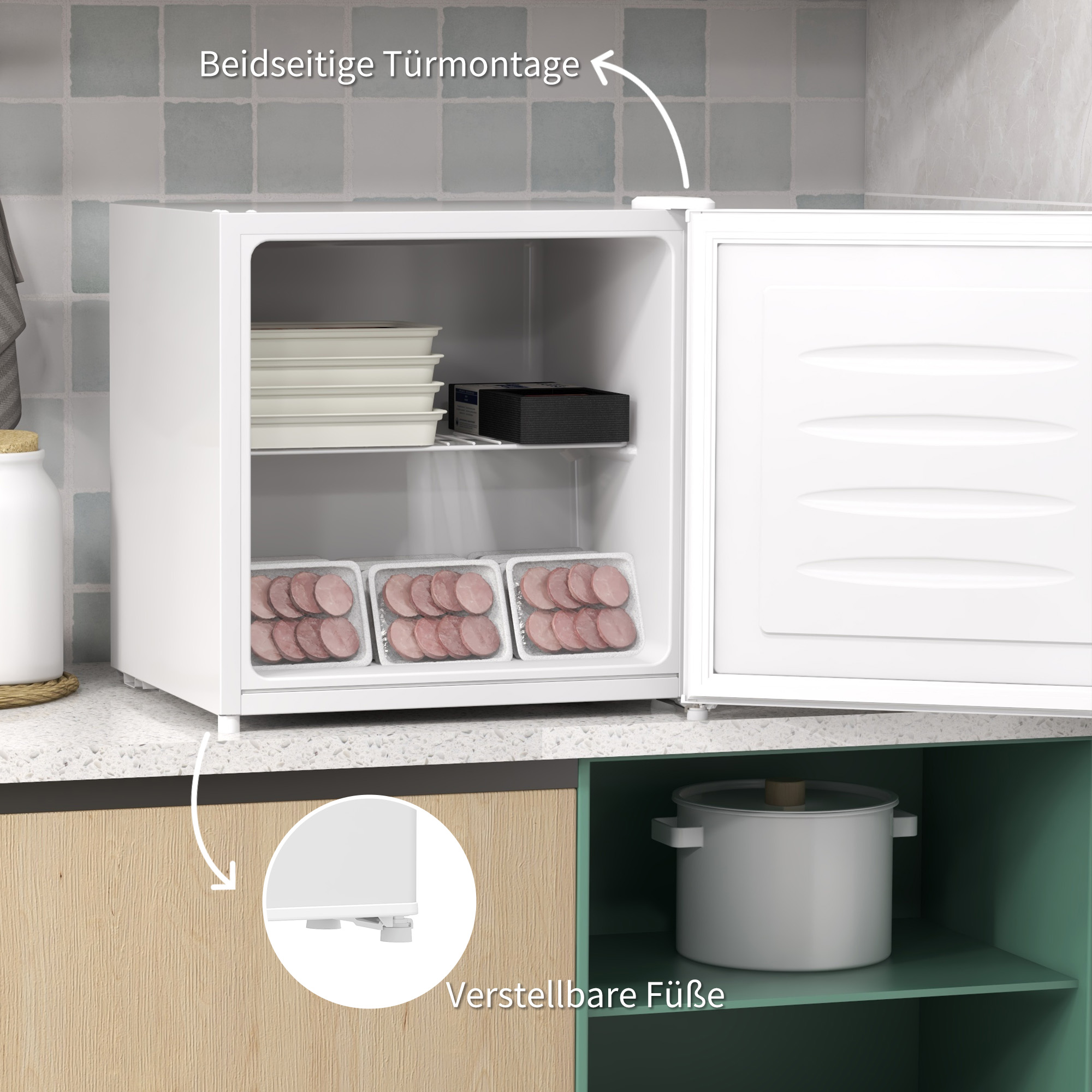 Mini-Gefrierschrank, 35 L Gefrierbox, 5-stufige Temperaturregelung, Weiß
