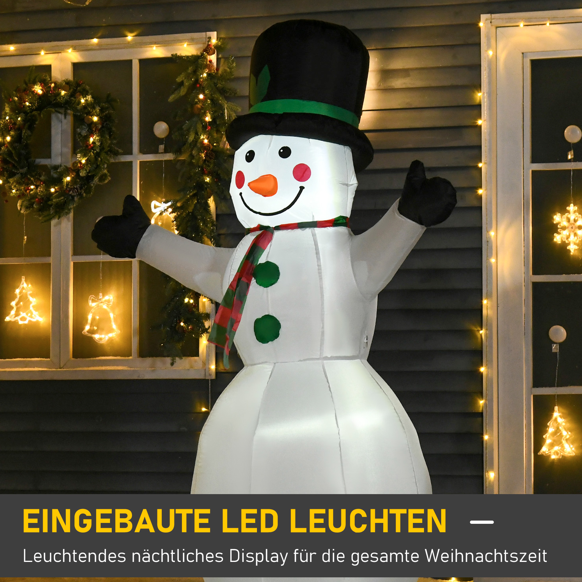 Schneemann Weihnachtsdekoration Weihnachtsdeko, inkl. Gebläse, bunte LED´s, selbstaufblasend 1, m, Mehrfarbig