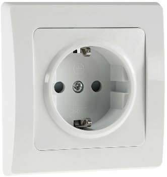 DELPHI Schutzkontakt-Steckdose, 250V~/ 16A, inkl. Rahmen, UP, weiß