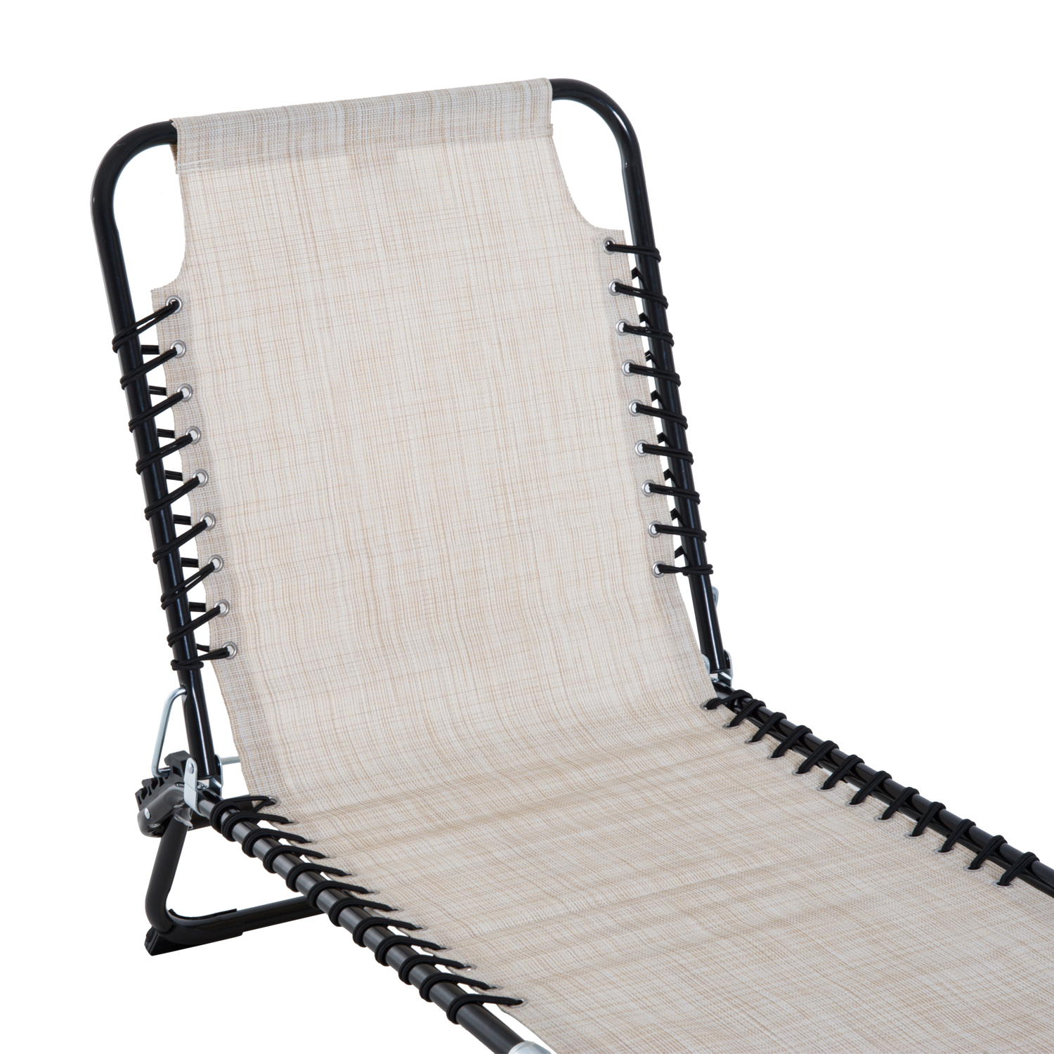 Sonnenliege klappbar Gartenliege, Liegestuhl mit 4-Fach verstellbare Rückenlehne, wetterfeste Campingliege bis 120 kg belastbar, für Garten Strand Pool, Cremeweiß