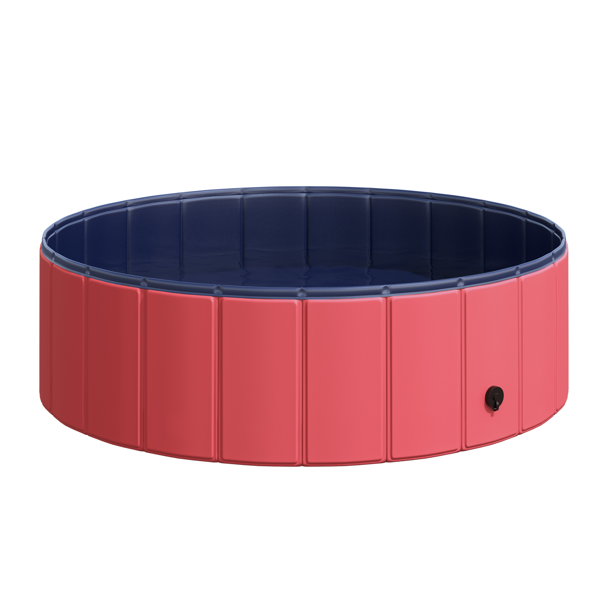 Hundebadewanne faltbar Hundepool Schwimmbecken Swimmingpool Plantschbecken Badewanne für Hunde & Katzen Wasserbecken aus Kunststoff, Holz Ø100 x H30 cm Rot