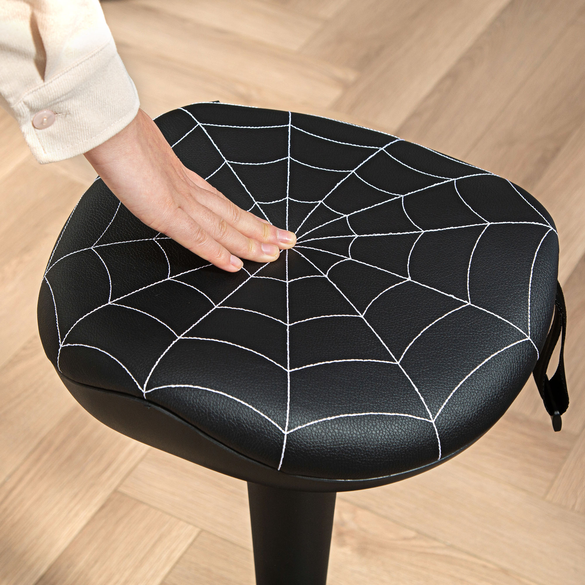 Bürohocker mit Schwenkfunktion, ergonomischer Hocker, höhenverstellbar 65,5-83,5 cm 120° neigbar Schwarz
