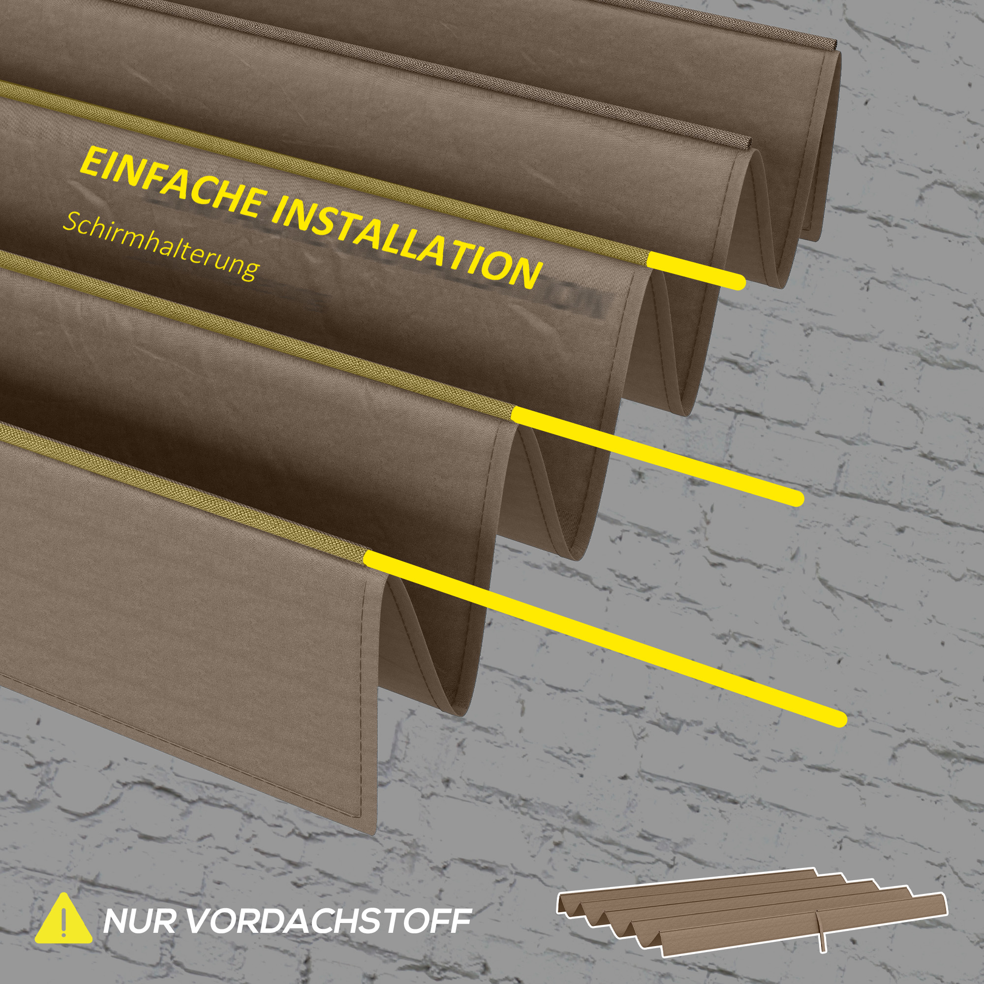 Ersatzdach für 2,85 x 2 m Gartenpavillon, ausziehbar, einfache Montage, Polyester, Kaffee