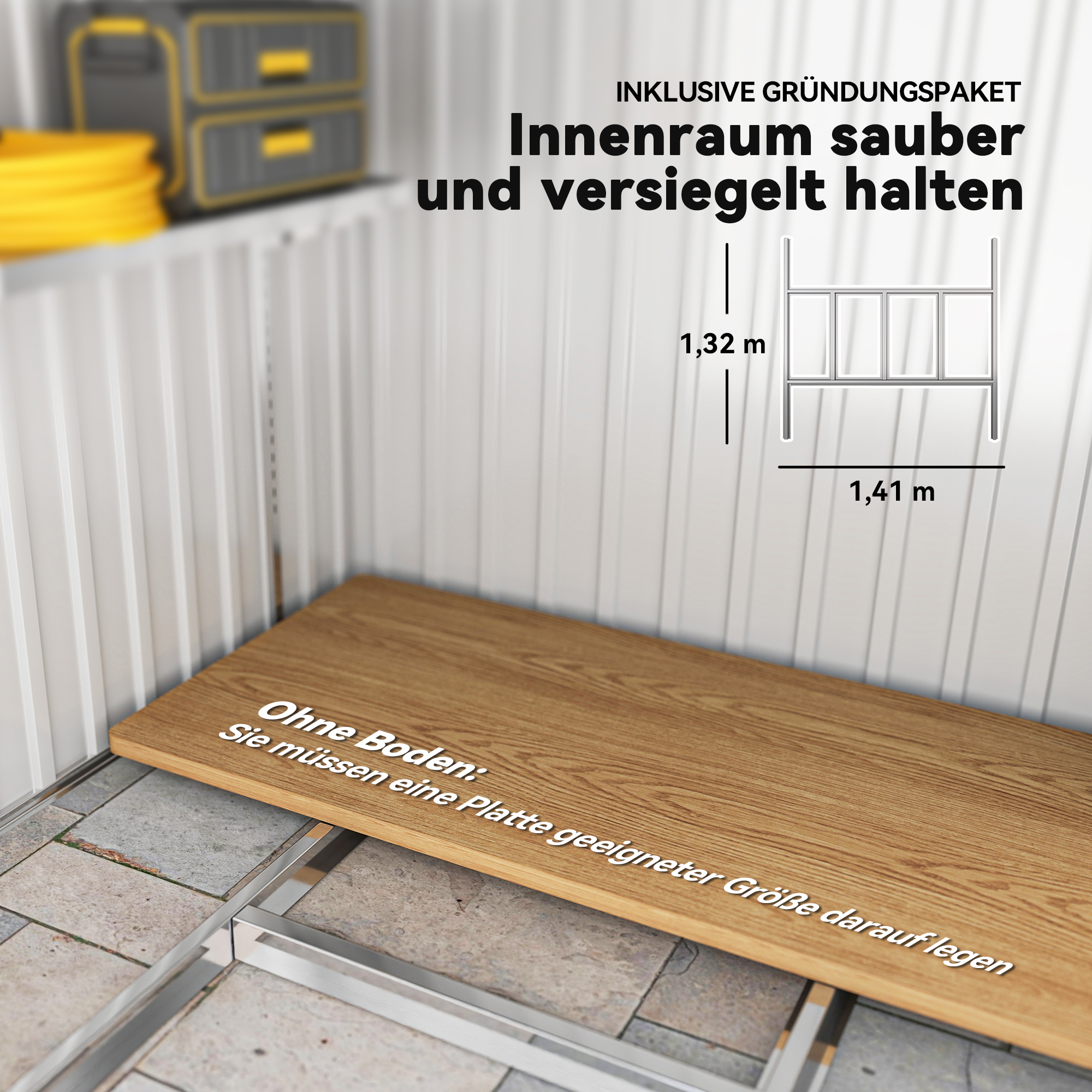 Metall Gerätehaus 2,81m² 154x206,5x181 cm Geräteschuppen mit Pultdach Fundament
