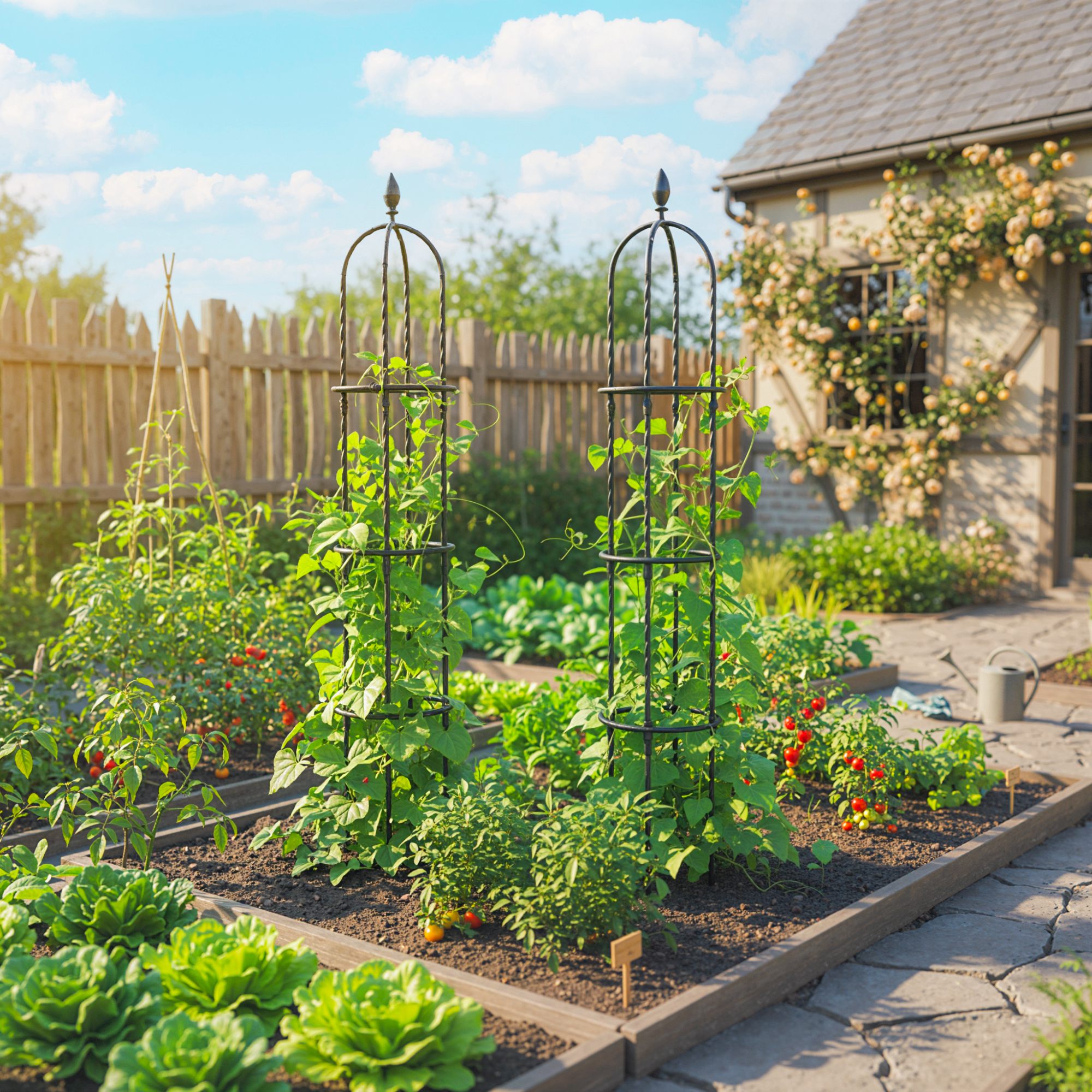Garten Rankhilfe 2er Set 174 cm Obelisk Rankhilfe aus Stahl Abnehmbar Pflanzenstütze für Kletterpflanzen Rose