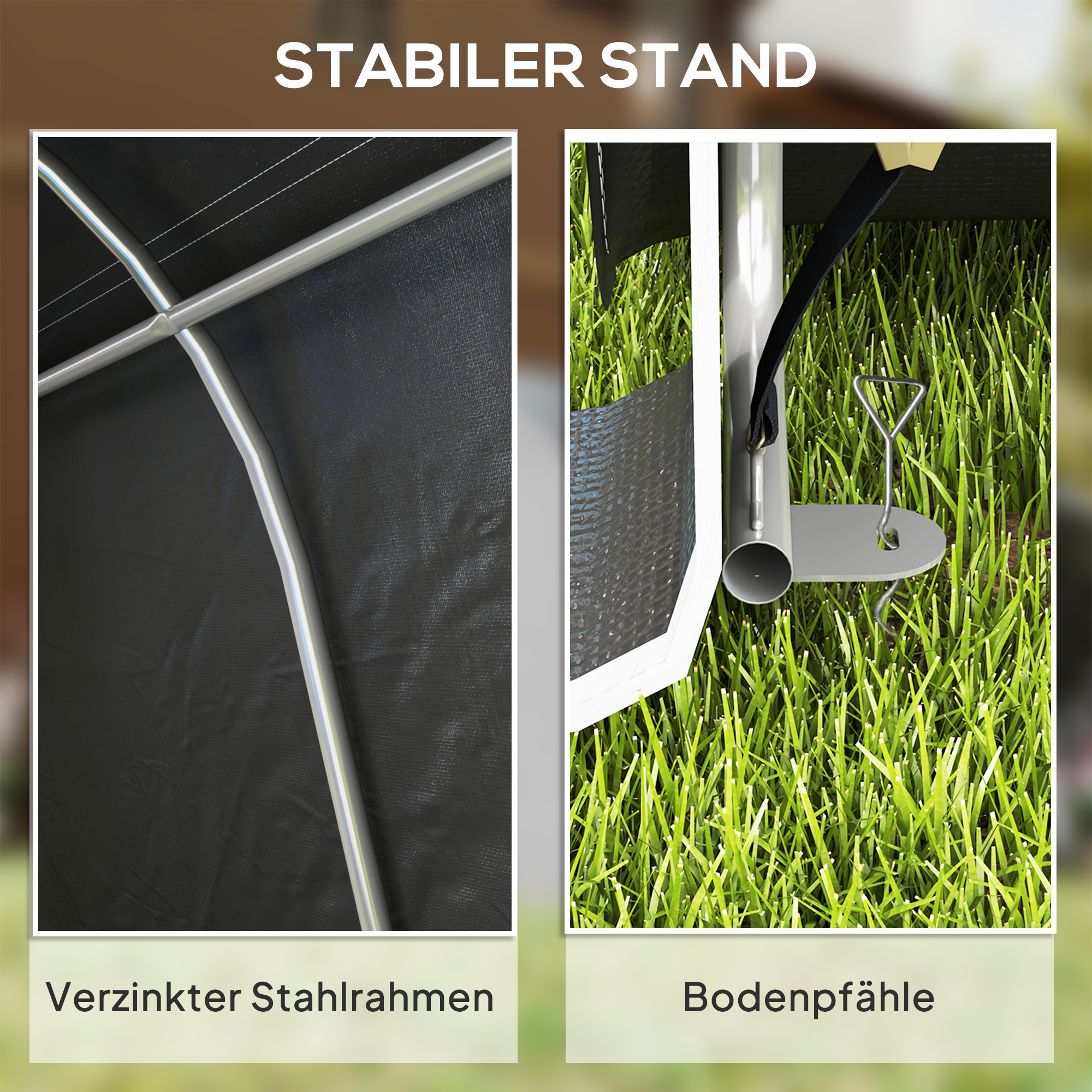 Gartenschuppen mit Kunststoff-Plane, Werkzeugzelt, aufstellbare Garage, 300B x 450T x 230H cm, Dunkelgrau