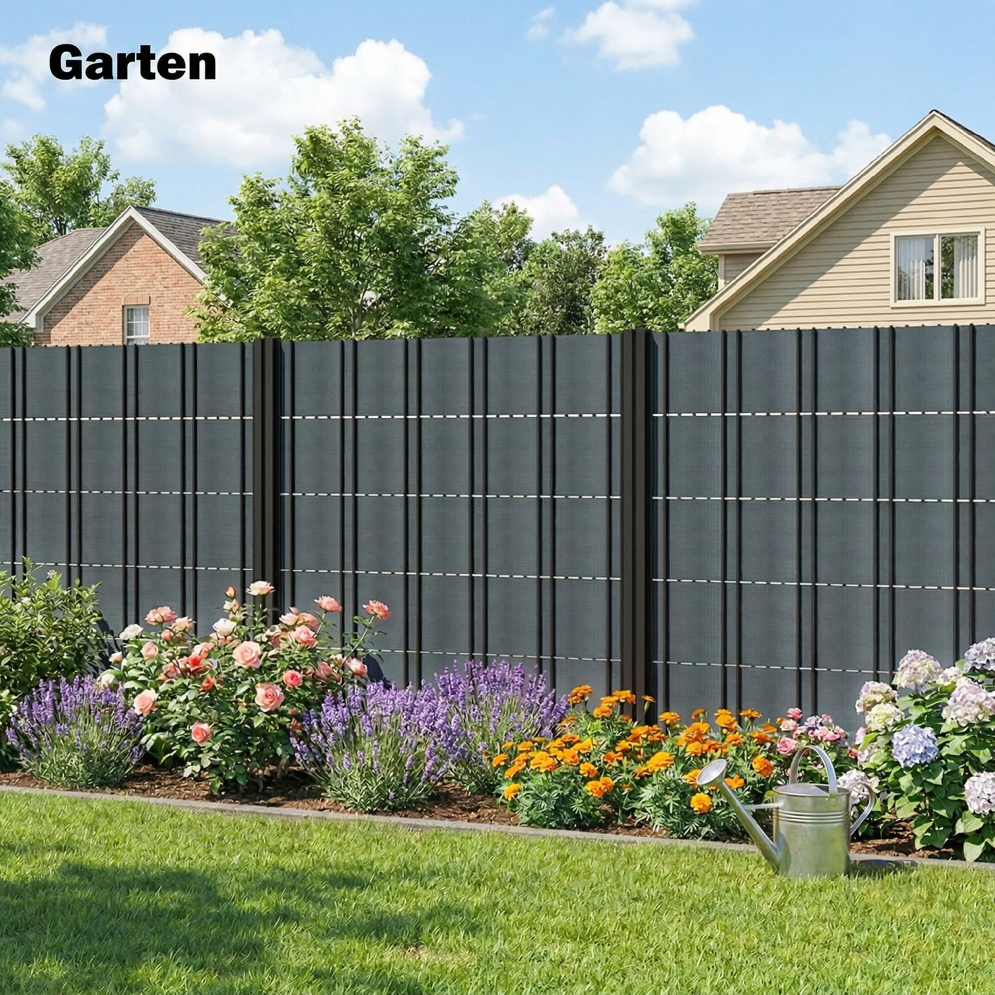 Sichtschutzstreifen 4er Set Kunststoff UV-beständiger wasserdichter Sichtschutz mit Befestigungsclips 35 m x 19 cm Grau