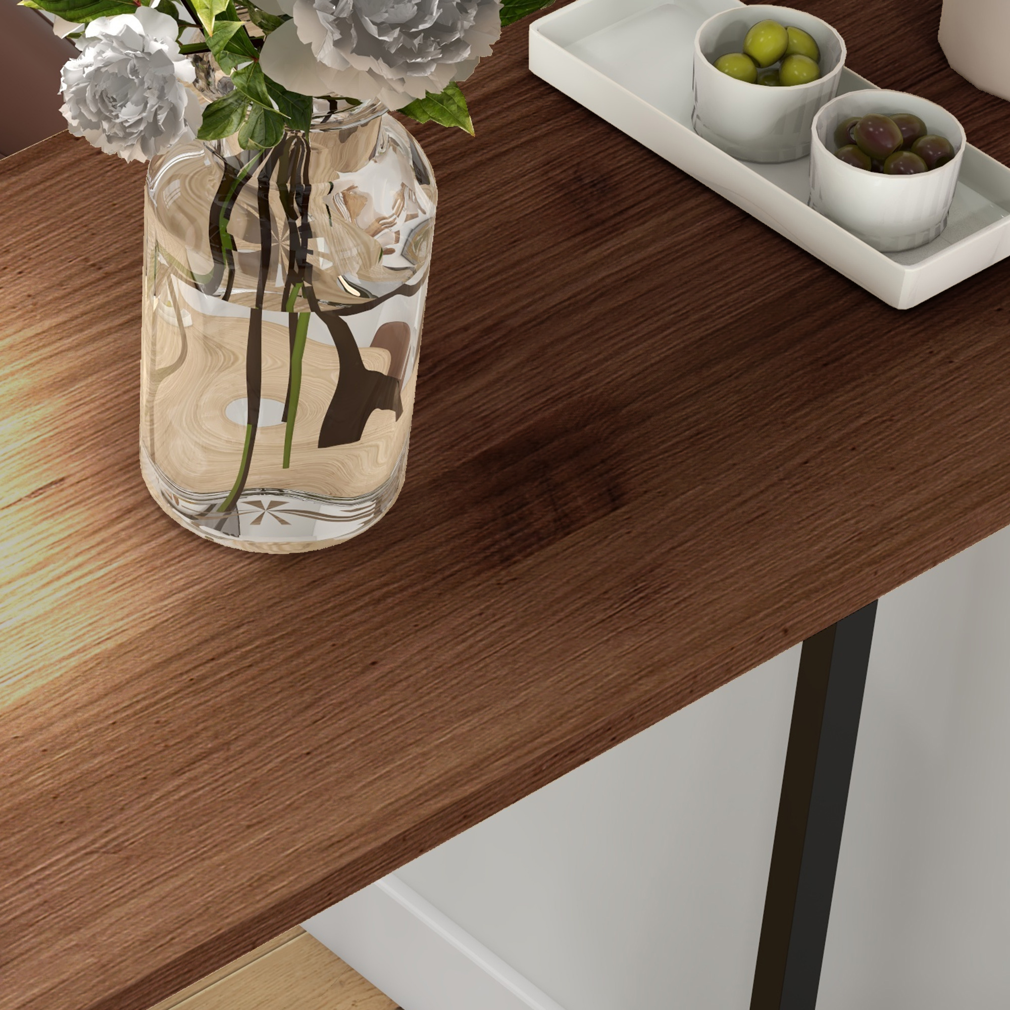 Bartisch Stehtisch Küchentresen, Industriedesign, 3 Regale, 120 x 40 x 105 cm; Schwarz + Braun