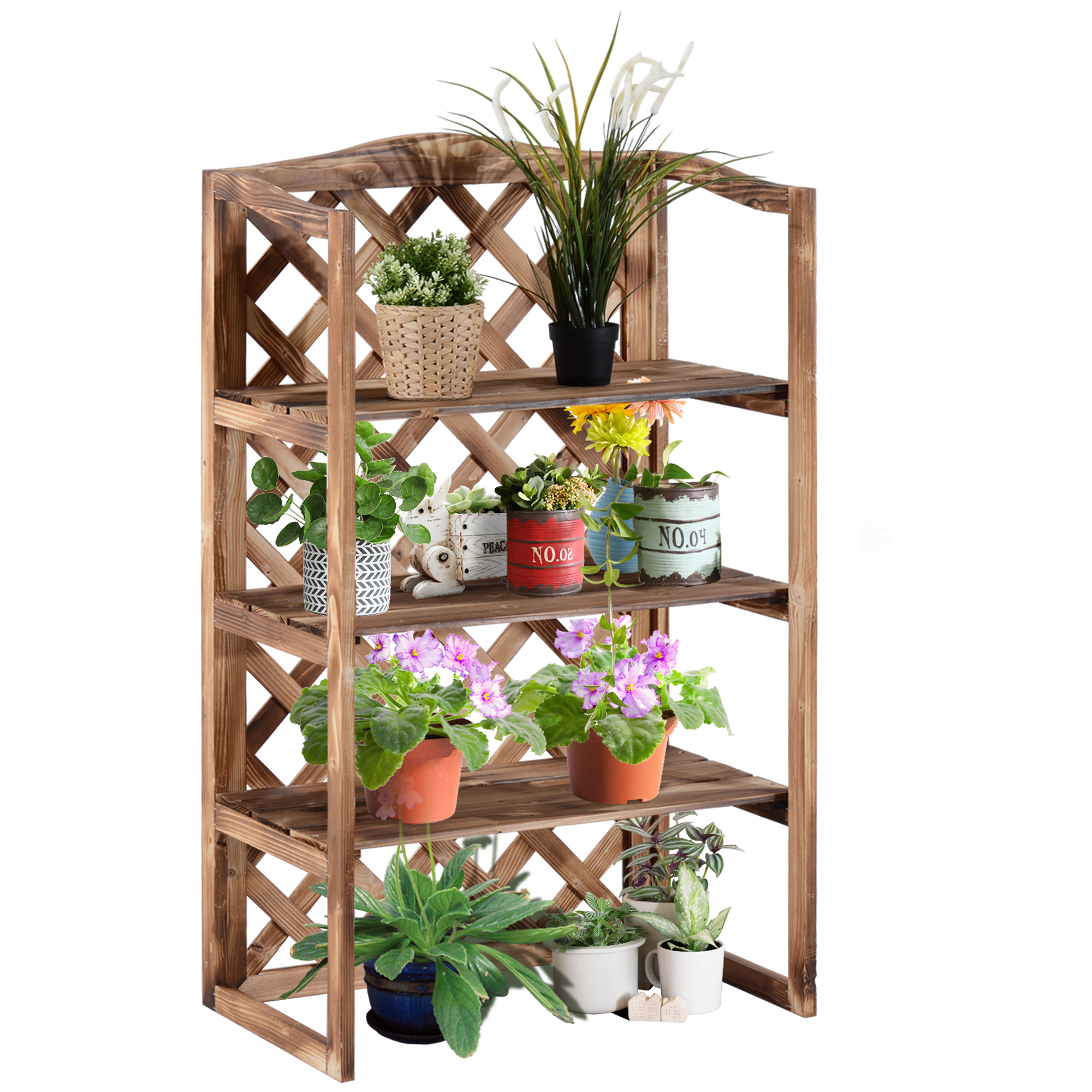 Blumenständer Blumenregal Pflanzregal Blumenbank 3 Etagen Tannenholz (Modell8)