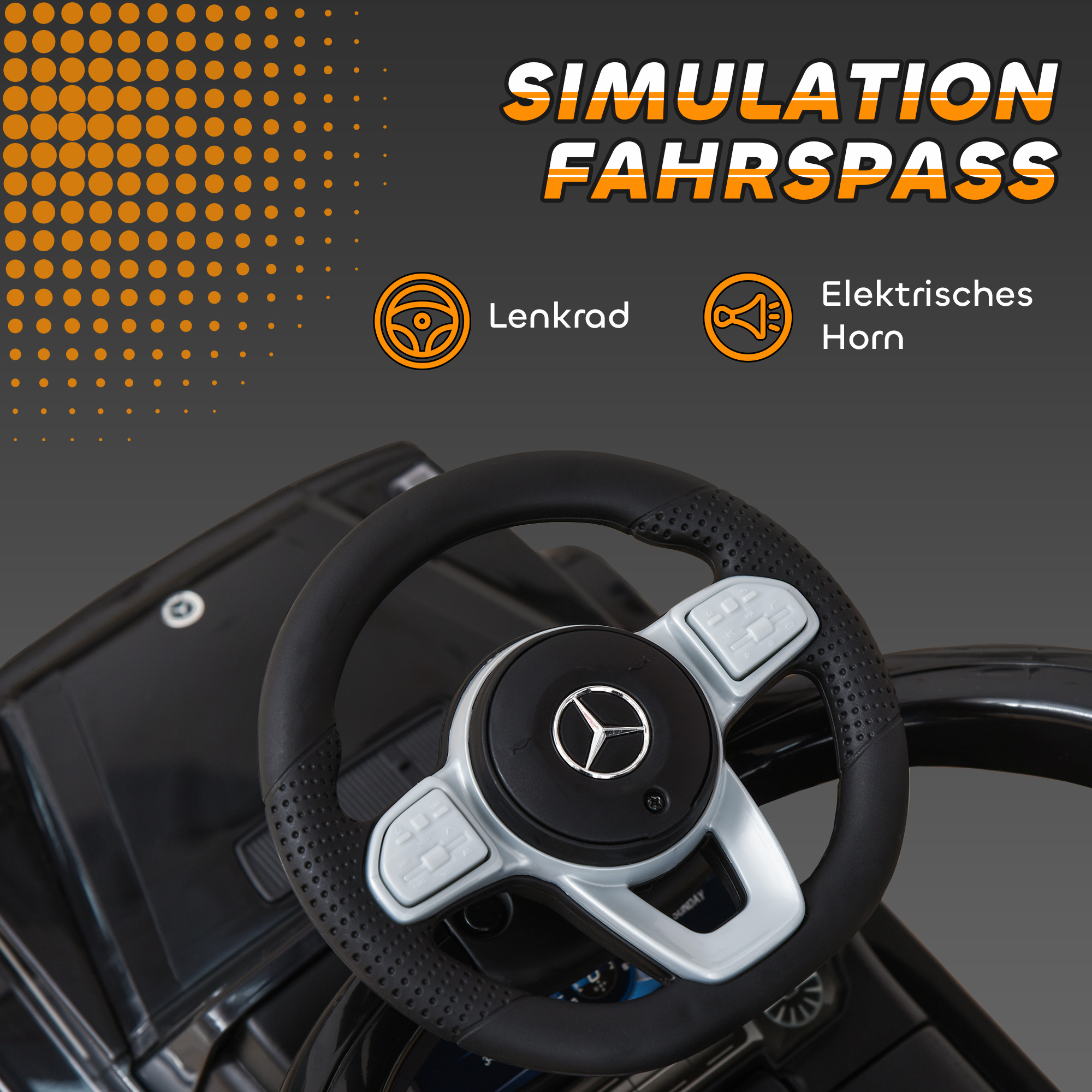 Rutschauto mit Schiebstange Mercedes-Benz G350 Rutschfahrzeug mit Lenkrad 3-in-1 Schiebeauto für 18-36 Monate Kinder Schwarz