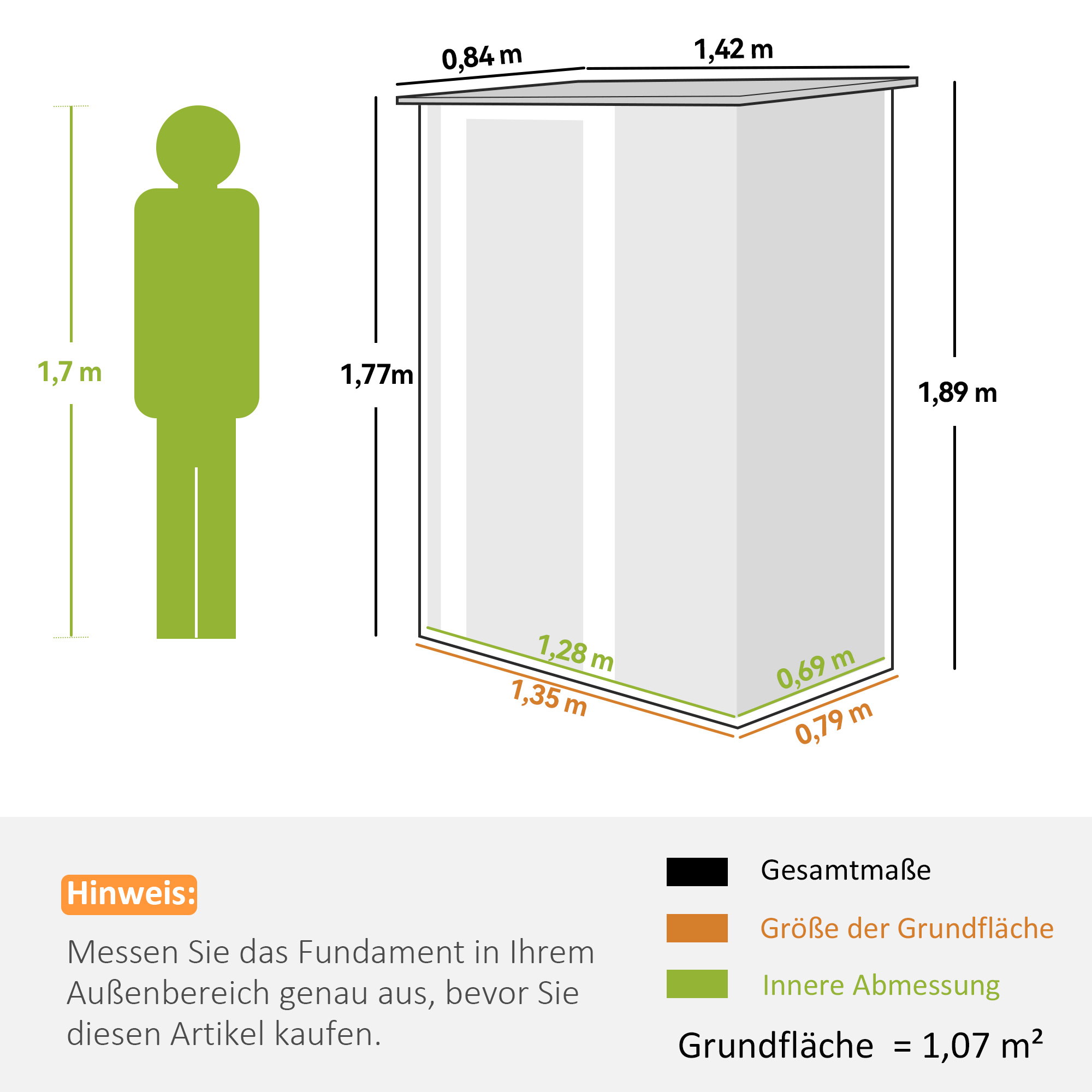 Metall Gerätehaus 1,07 m² 142 x 86 x 189 cm Geräteschuppen mit Pultdach Abschließbarer Tür, wetterfest Gartenhaus Outdoor Garten Schuppen für Hinterhof Außenbereich Dunkelgrau
