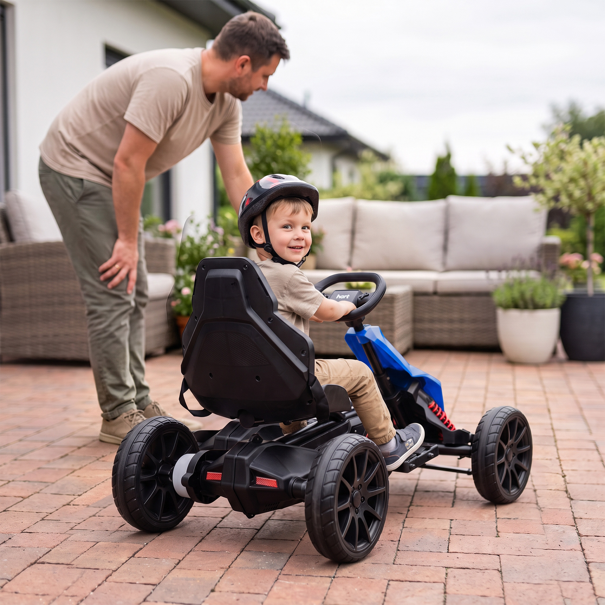 Elektro Go-Kart für Kinder 3-5km/h Gokart mit 2-Fach verstellbarem Geschwindigkeit, Sicherheitsgurt, EVA-Räder für 3-8