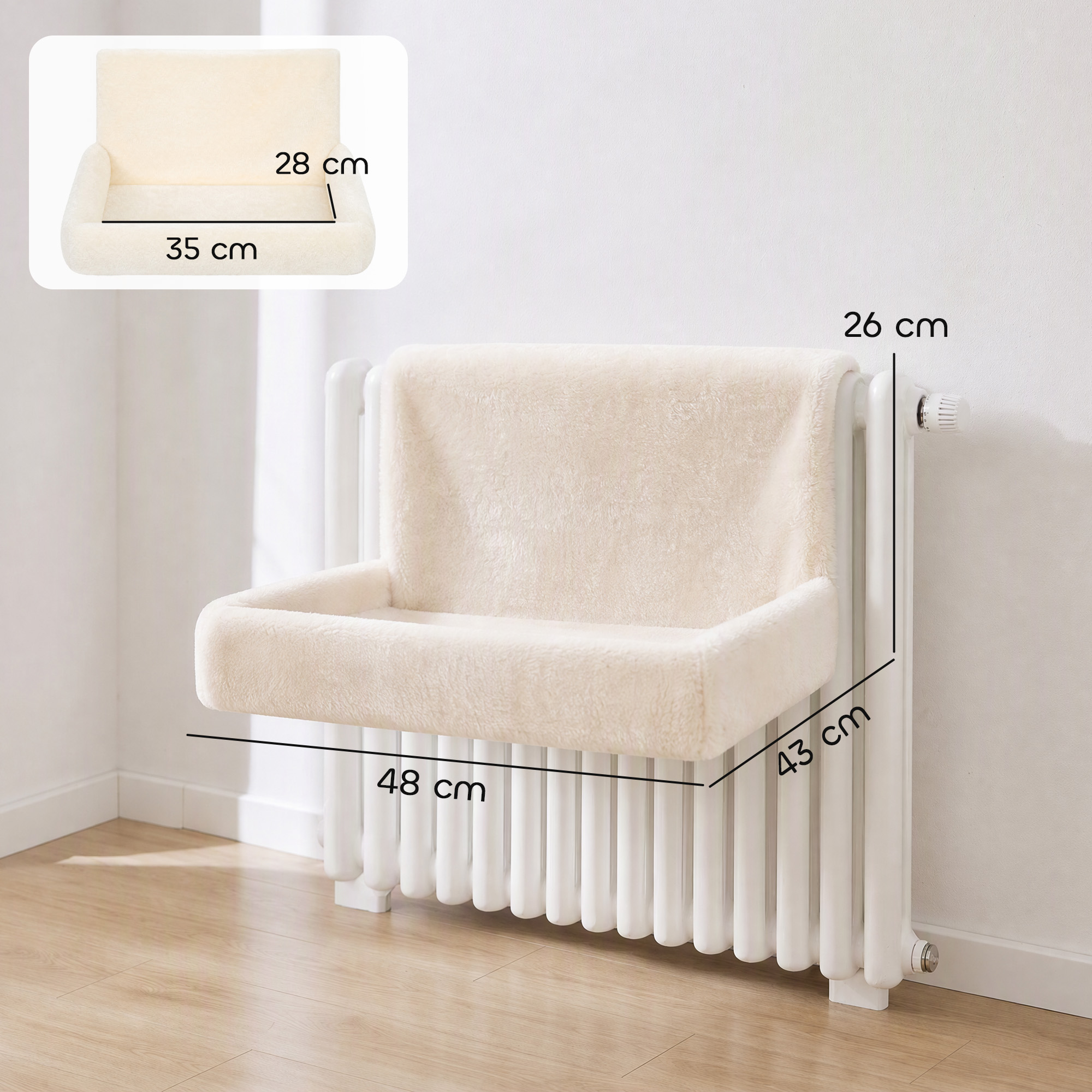 Plüsch Katzenhöhle, hängende Katzenbett mit Stahlrahmen, 48x43x26cm, Beige