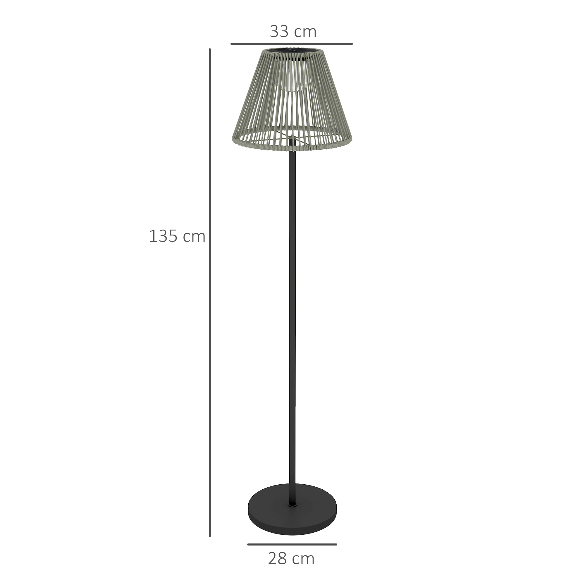 Solar Stehlampe Rattan Solarlampen mit Lichtsensor 25 LED-Lichte Solarleuchte im Boho-Stil Ø33 x 135 cm