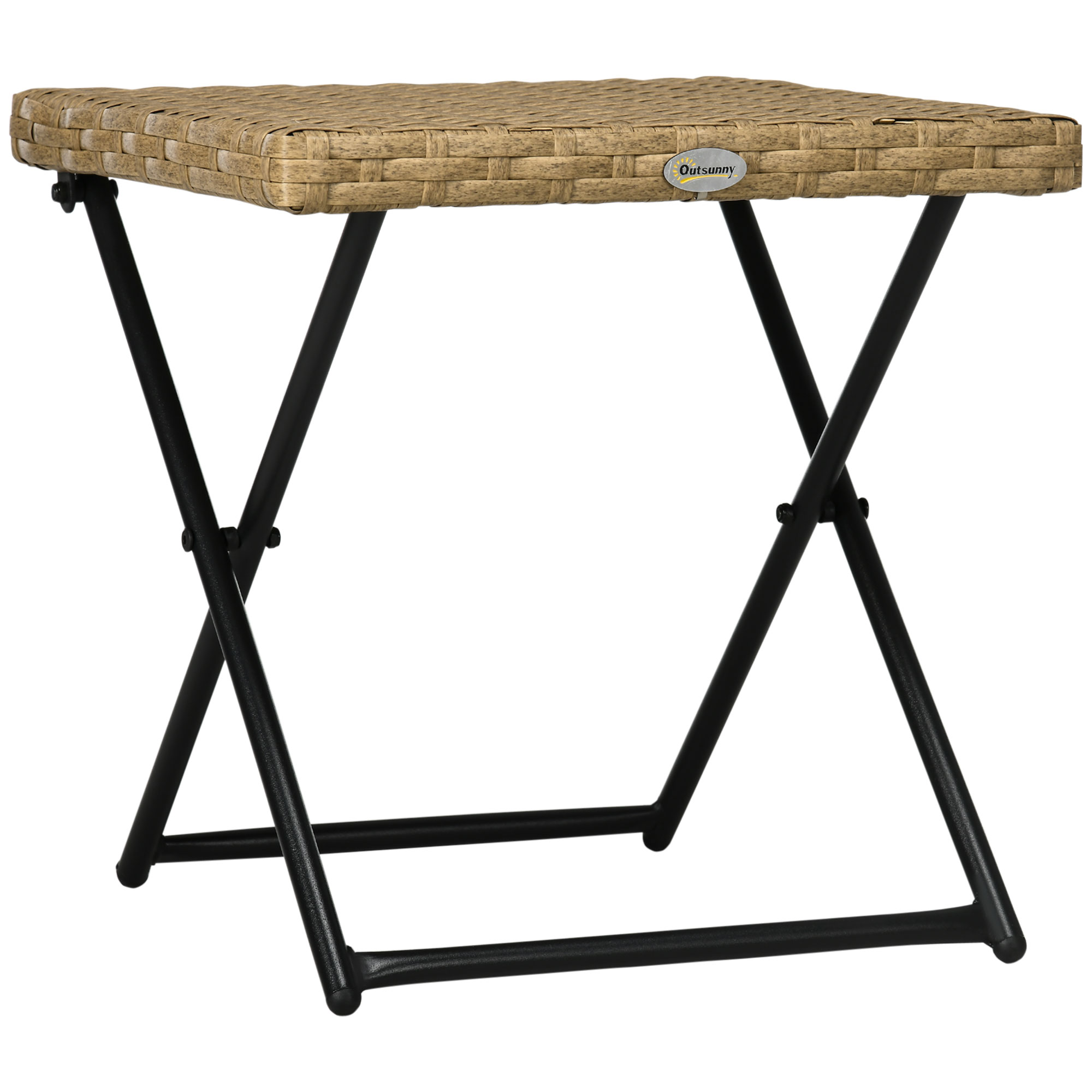 Polyrattan Balkontisch, klappbar, Stahlrahmen, pflegeleicht, 40x40x40 cm, Natur