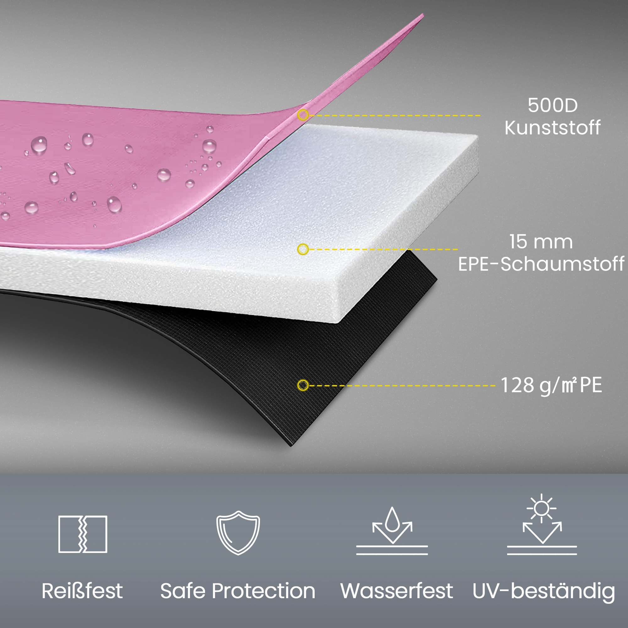 Ersatz-Randabdeckung für Trampoline, wasserfest, reißfest, Ø305 cm, Rosa