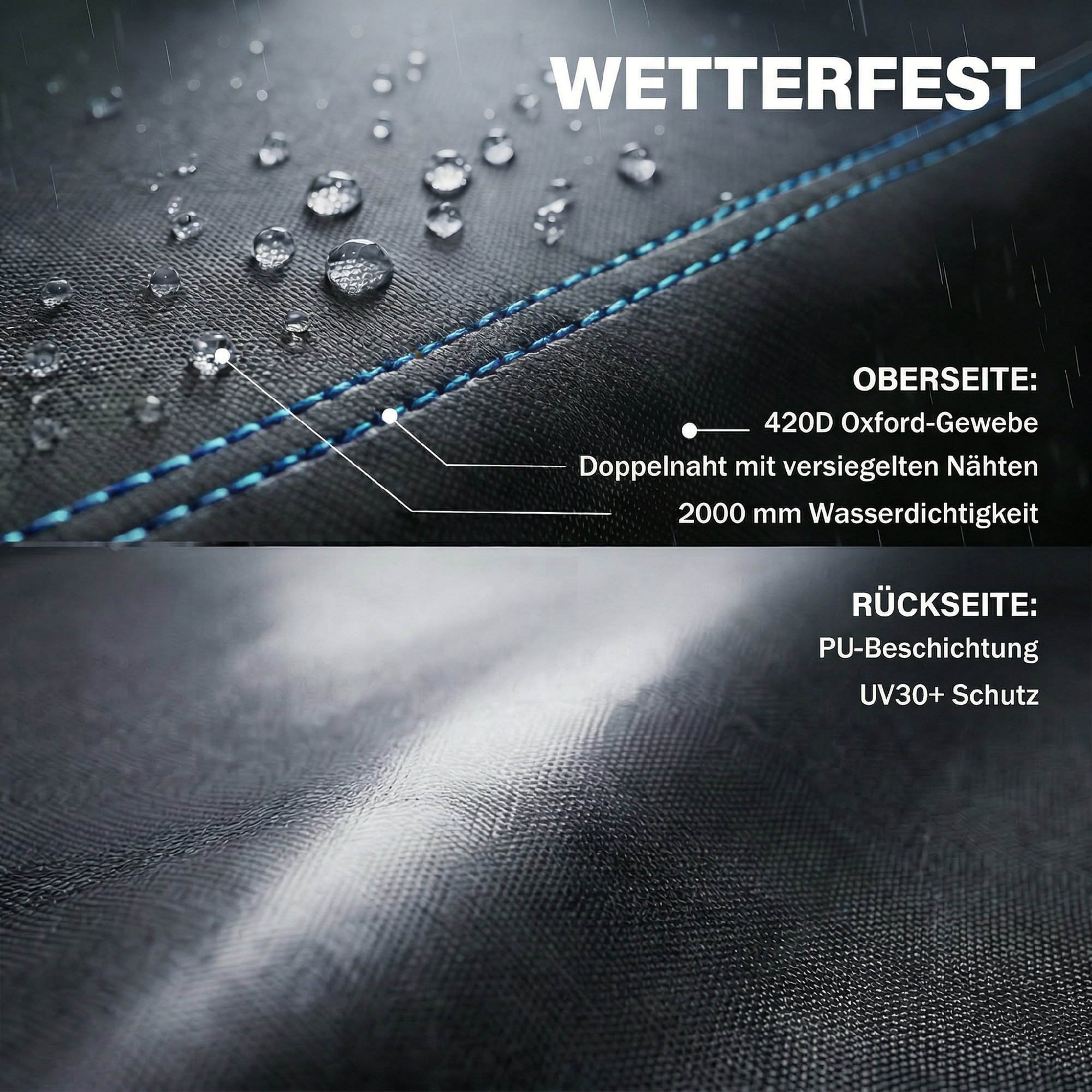 Schutzhülle für Gartenmöbel Winterfest Wasserdicht Winddicht Anti-UV Abdeckplane 420D Oxford Gewebe 180x120x74cm Schwarz