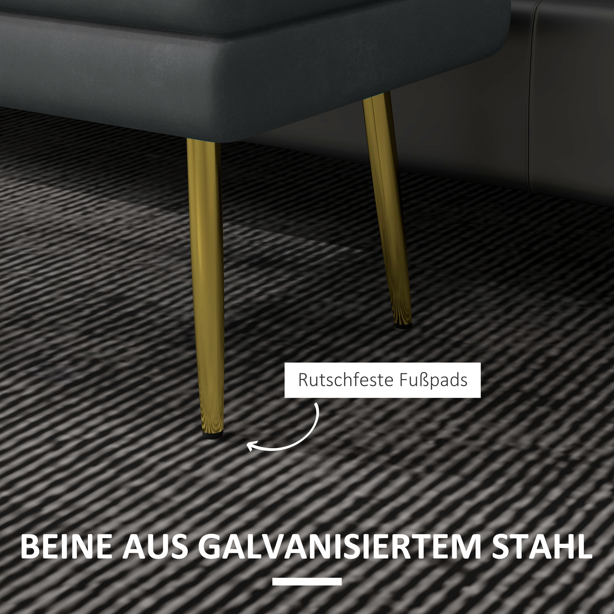 Sitzbank Polsterbank, mit Stauraum, Stahl, 79,5 cm x 37,5 cm x 43 cm, Dunkelgrau