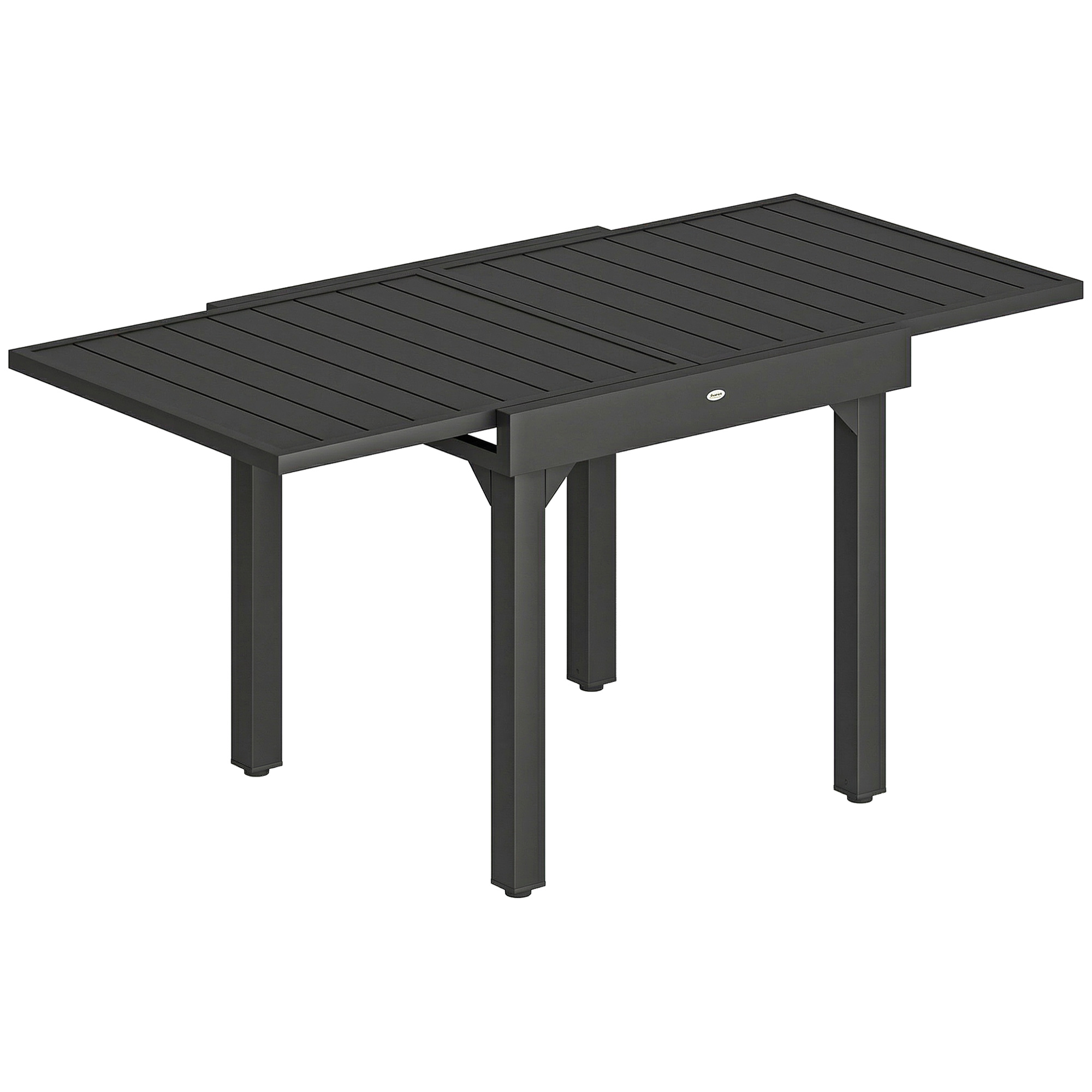 Gartentisch Ausziehbarer 80/160 x 80 cm Aluminium Esstisch für 4-6 Personen, Rechteckig mit Lamellenplatte