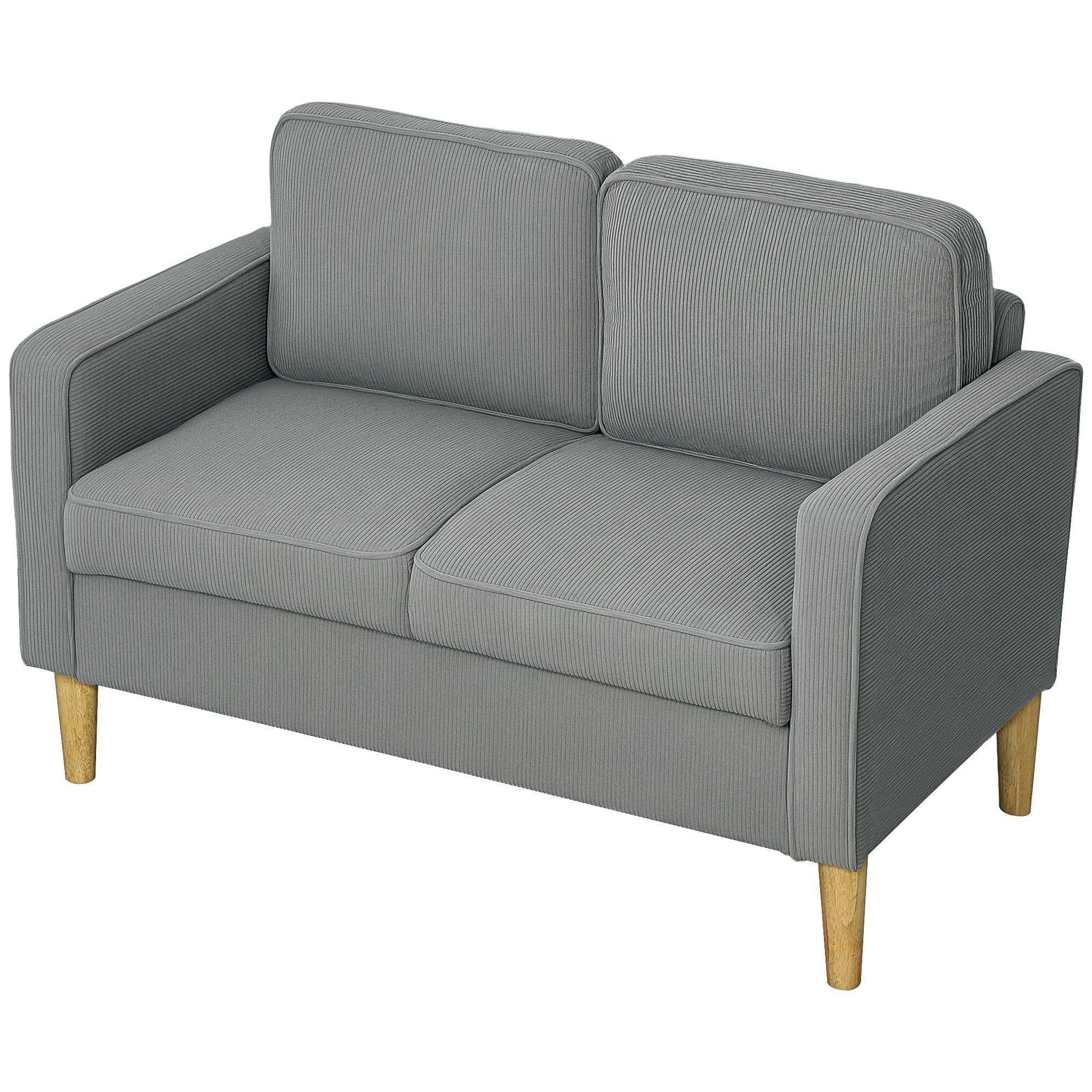 Zweisitzer-Sofa mit Stauraum und soliden Holzbeinen, für Wohnzimmer, Schlafzimmer, 117 x 63 x 79 cm, Hellgrau