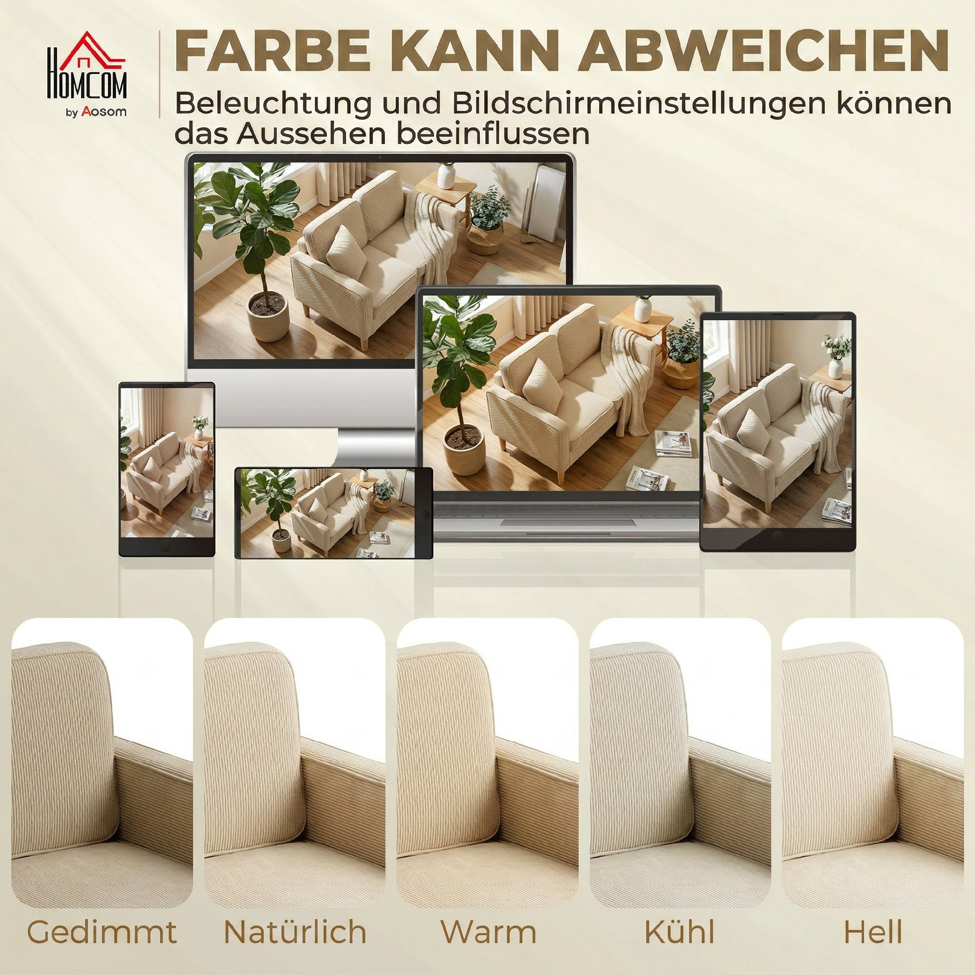 Sofa 2 Sitzer Couch mit 2 Wurfkissen, Stauraum Massivholzfüßen 117 x 63 x 79 cm Beige