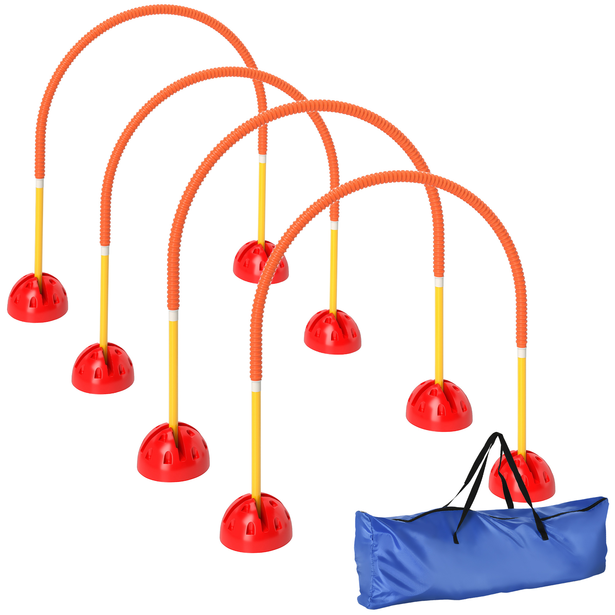 Hundeschicklichkeits-Ausrüstungsset mit 4 verstellbaren Türen, Tragetasche, Gelb und Orange
