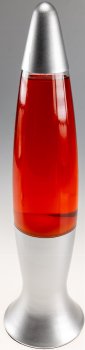 Lavalampe "CTL-ROGE LED" 40cm / Wasser: Rot, Wachs: Gelb, Body: Silber