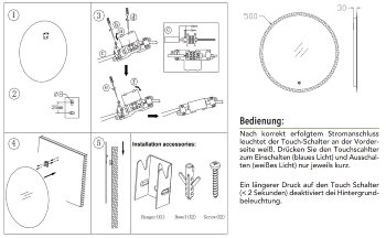 LED Spiegel "Espelho R50" Ø50cm, 230V, 19W, 1400lm, 4000K, Touchschalter