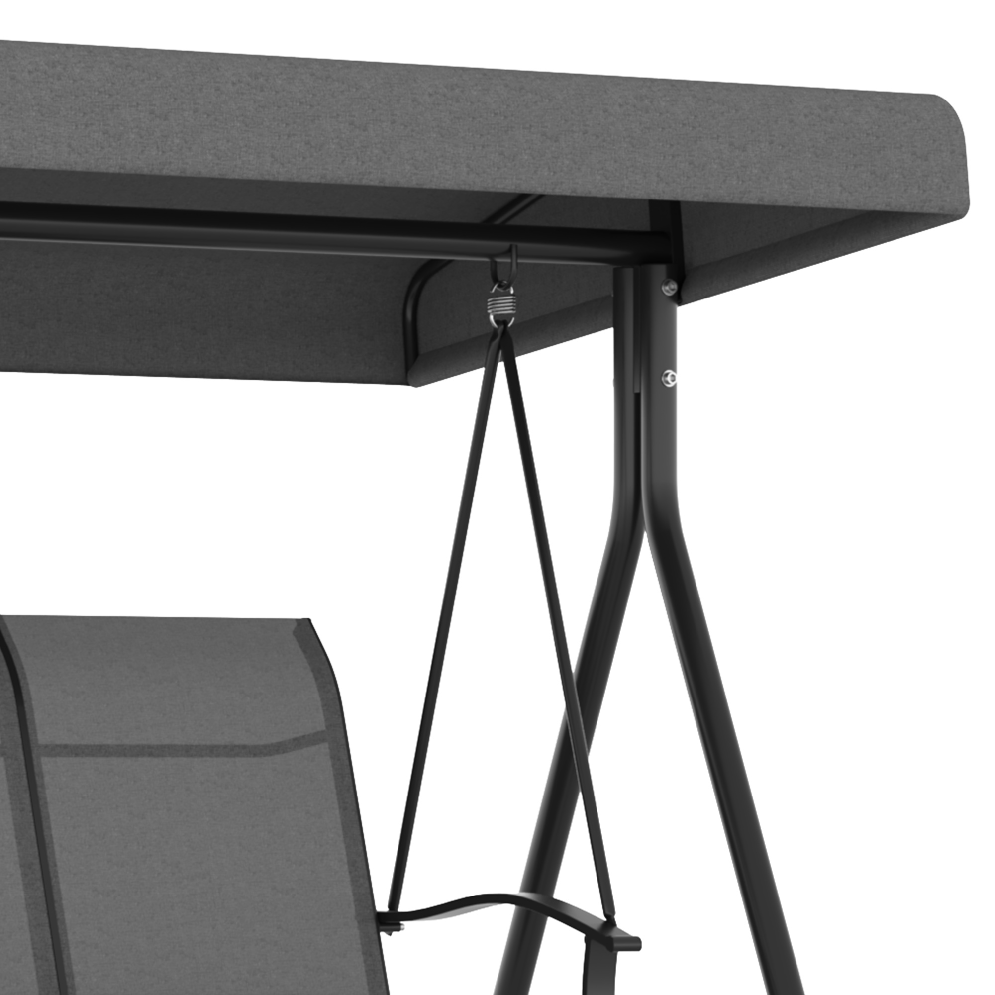 3-Sitzer Hollywoodschaukel, verstellbares Sonnendach, bis 240 kg, dunkelgrau, 200 x 133 x 176 cm