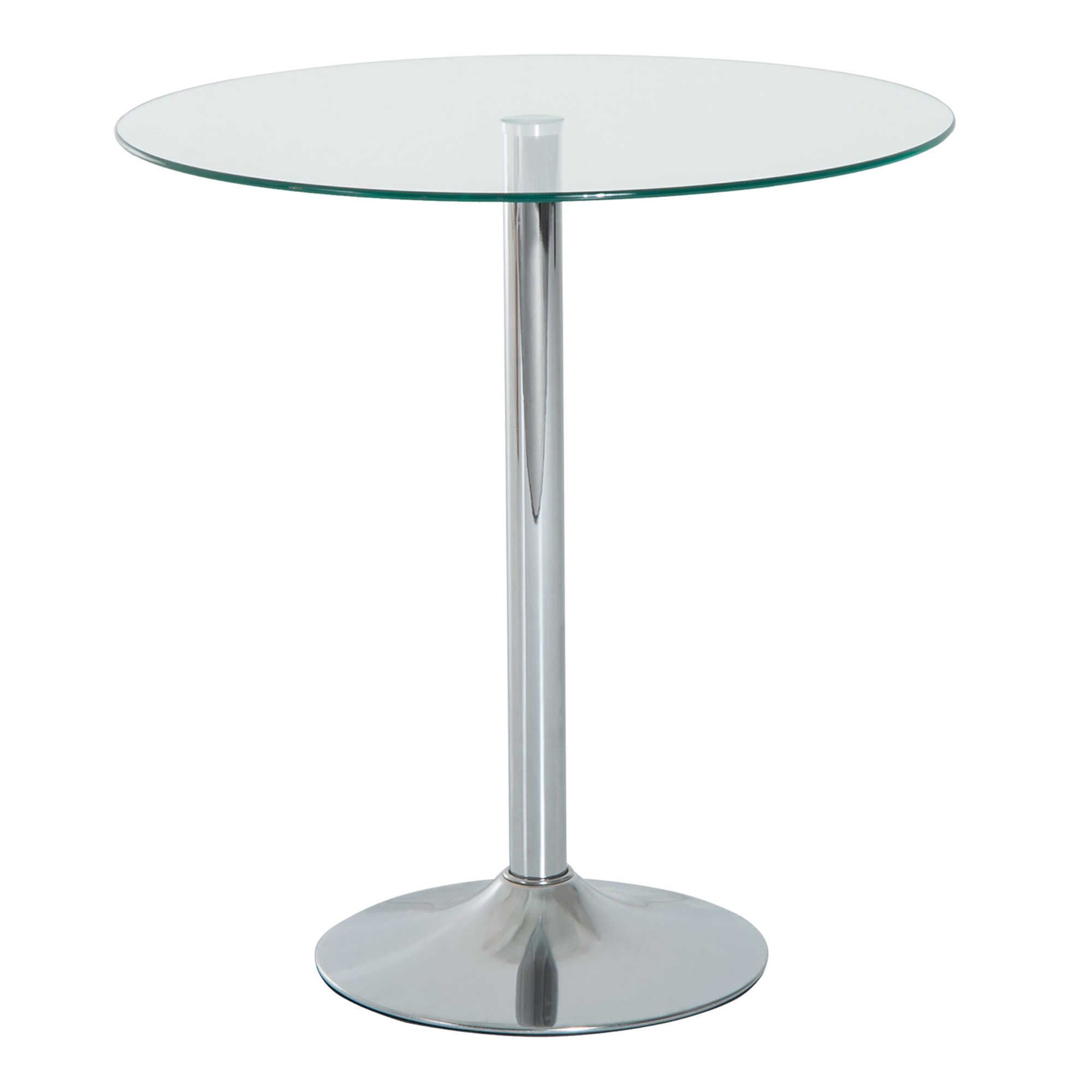 runder Esstisch mit Glastischplatte, Metallgestell, Silberfarben