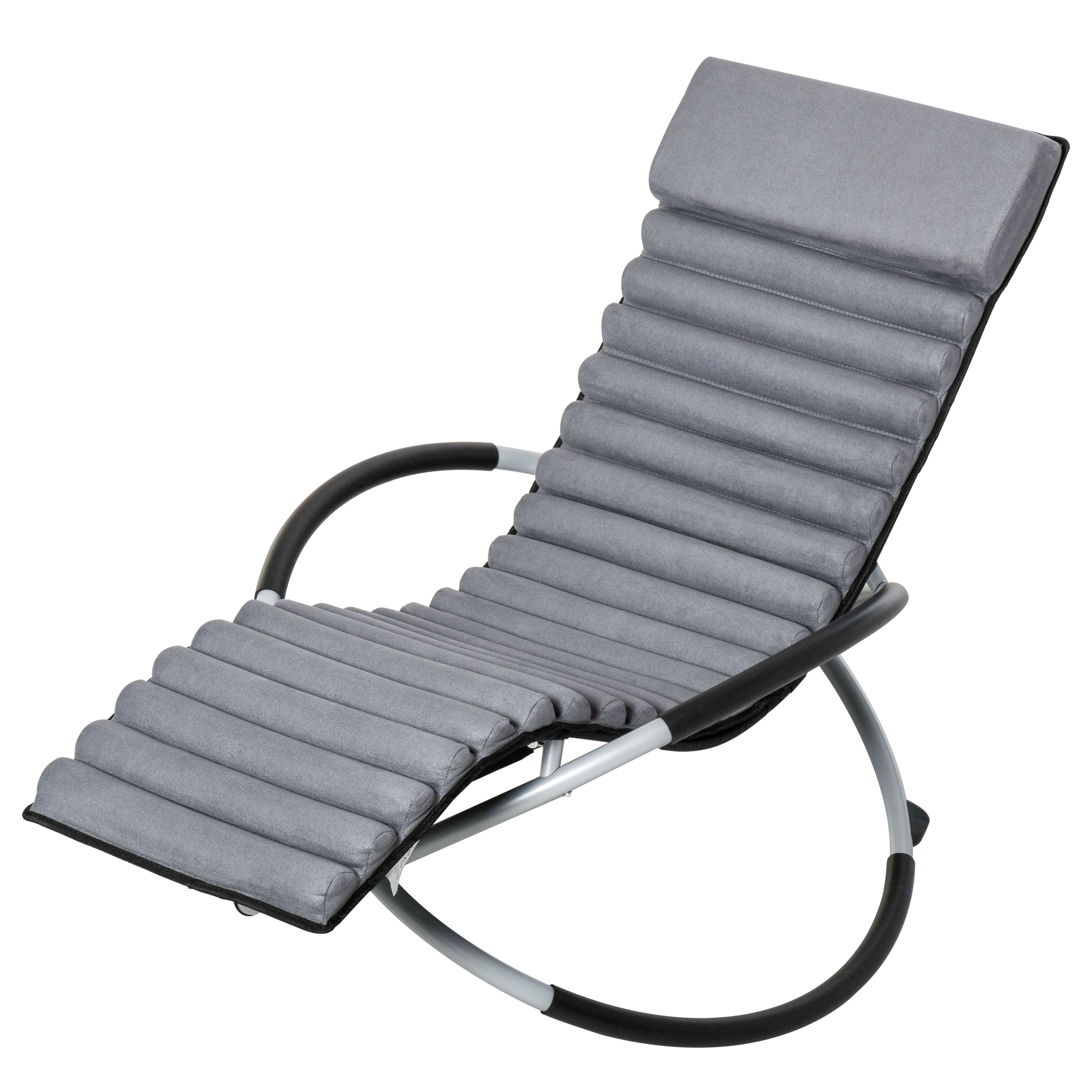 Schaukelstuhl ergonomischer 2 In 1 Schwingsessel Gartenstuh Schaukelliege Metall Texteline kugelförmig Dunkelgrau 145 x 74 x 86 cm