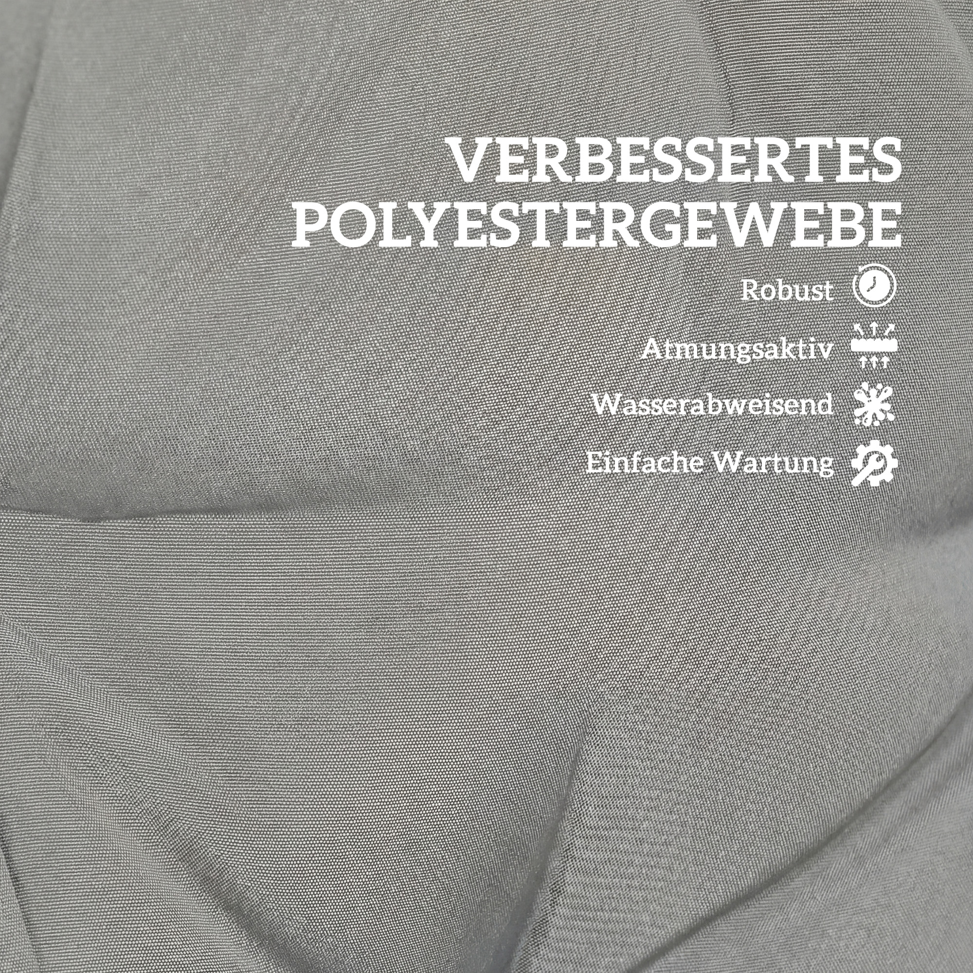 Outdoor-Sitzkissen mit Rückenlehne und Bändern, wasserabweisende Polster für drinnen und draußen, Hellgrau
