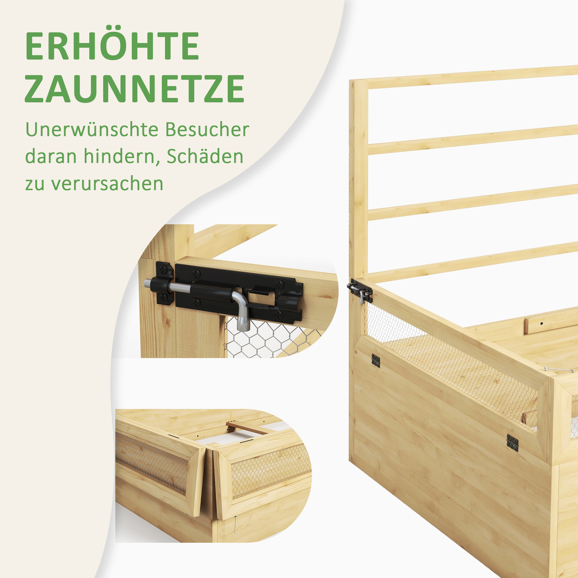 Hochbeet Pflanzkasten Kräuterbeet, wetterbeständig, 1 Spalier, 183 x 98,5 x 95 cm, Natur