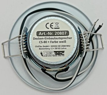Decken-Einbaulautsprecher "CTE-8W" / Halogen-Look, 8cm Ø, 6cm Einbau, weiß