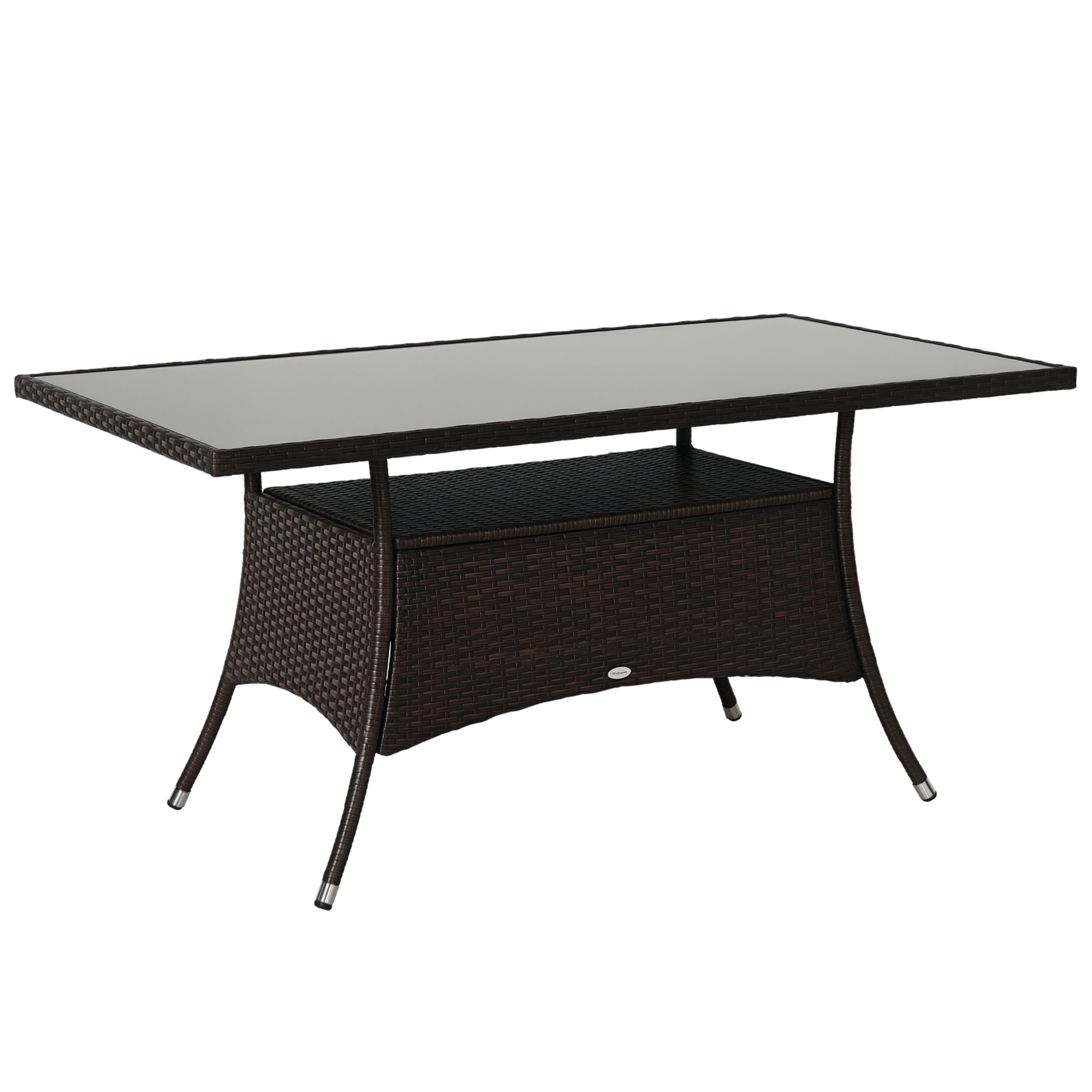 Gartentisch Glastisch Esstisch Gartenmöbel Tisch, Polyrattan+Sicherheitsglas, braun+schwarz, 150x85x74cm