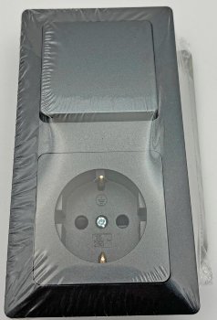 MILOS Set Steckdose + Schalter + Rahmen, 250V~/ 16A, Steckanschluss, Anthrazit