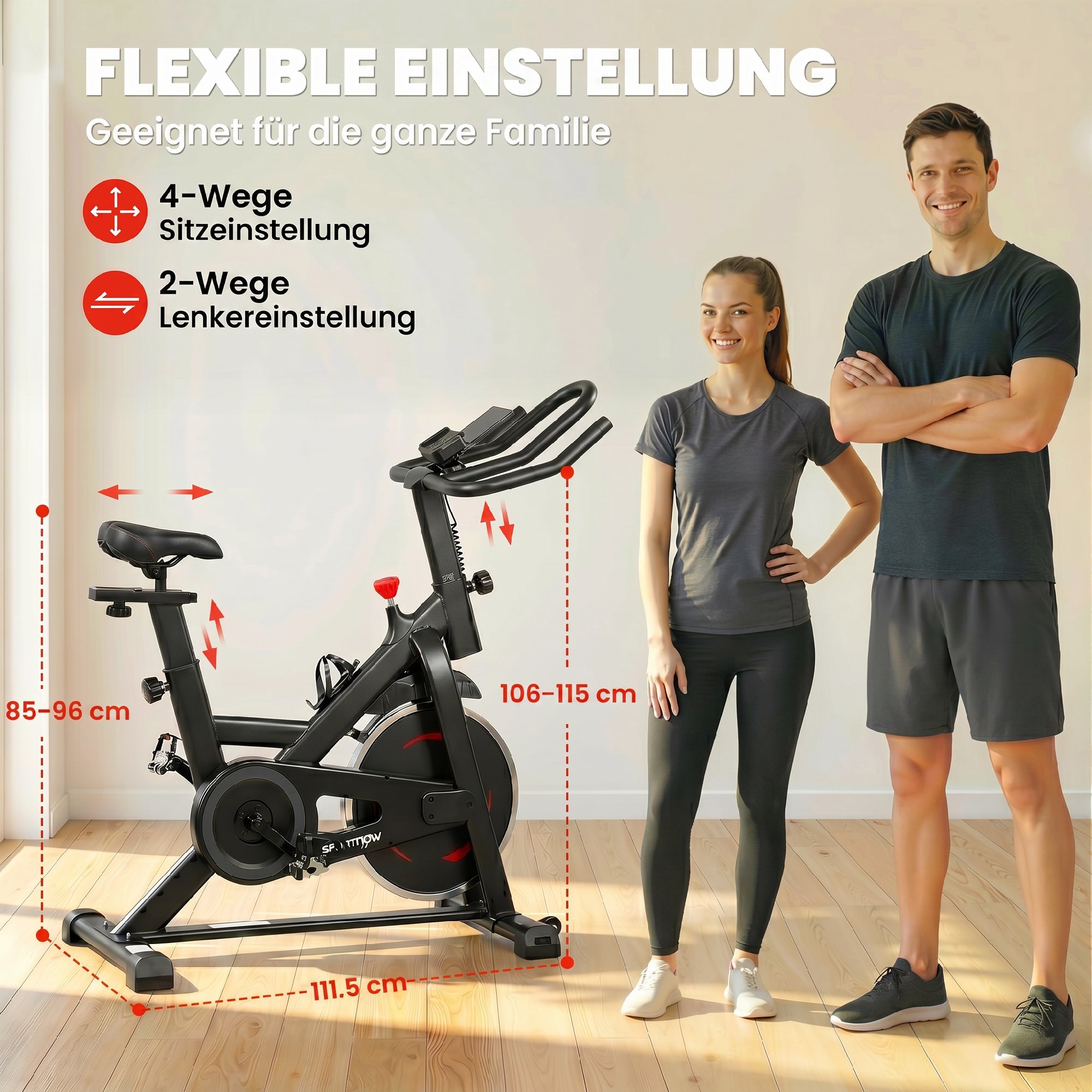 Heimtrainer Fahrrad Höhenverstellbar Hometrainer mit APP Magnetwiderstand LCD-Monitor verstellbar Lenker Handyhalter
